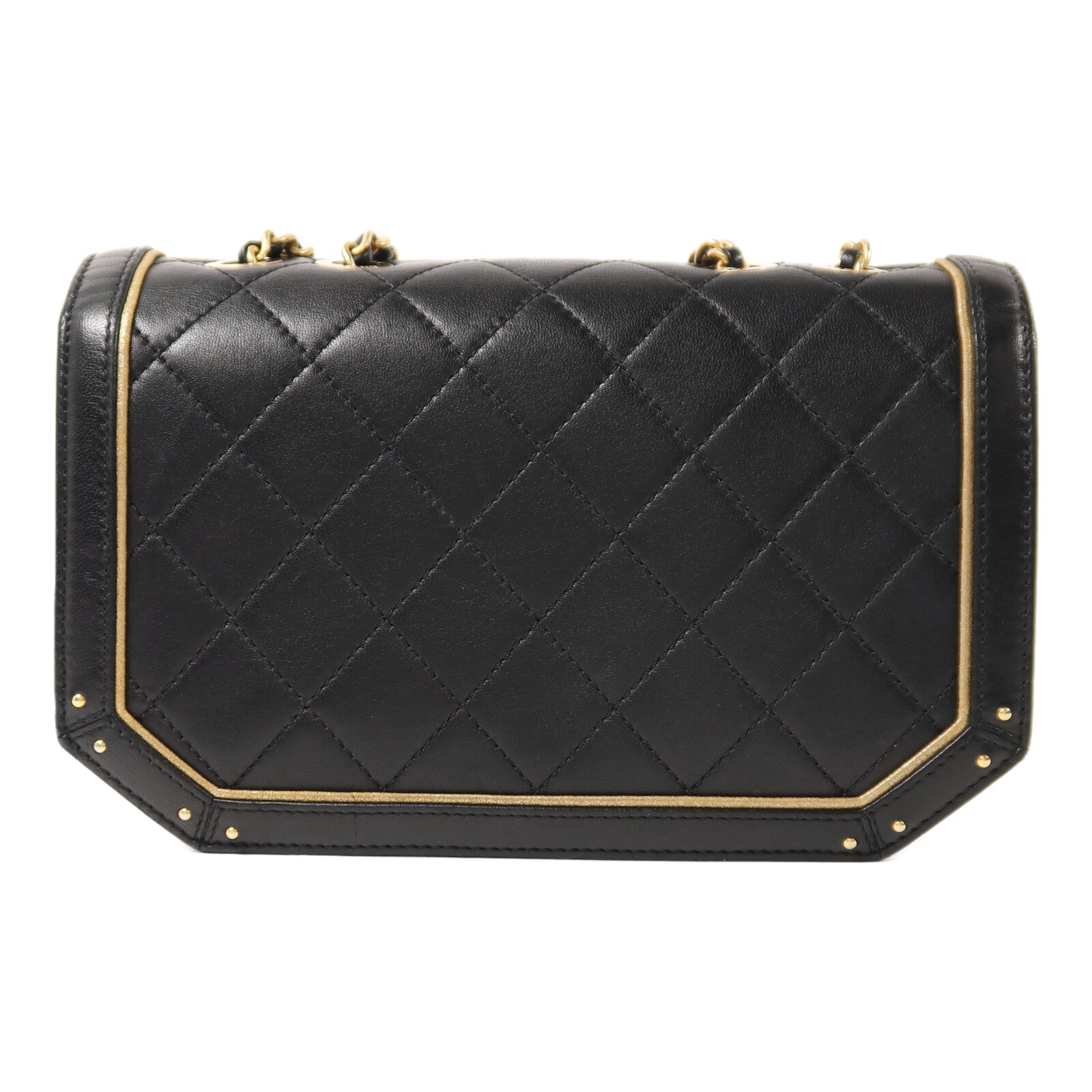 CHANEL 羊皮皮革Shoulder Bag金扣鏈帶肩背袋