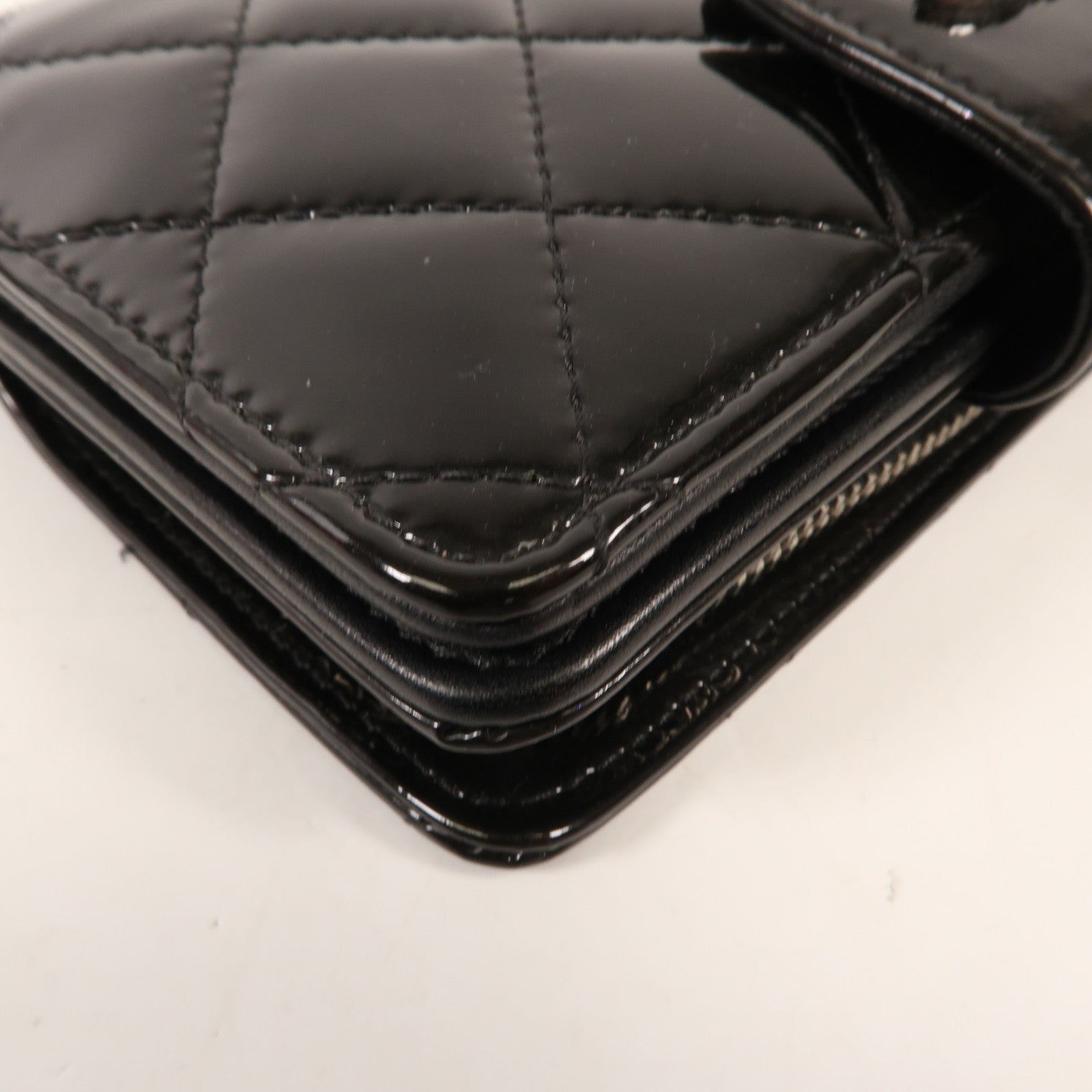CHANEL 漆皮皮革Wallet銀扣錢包