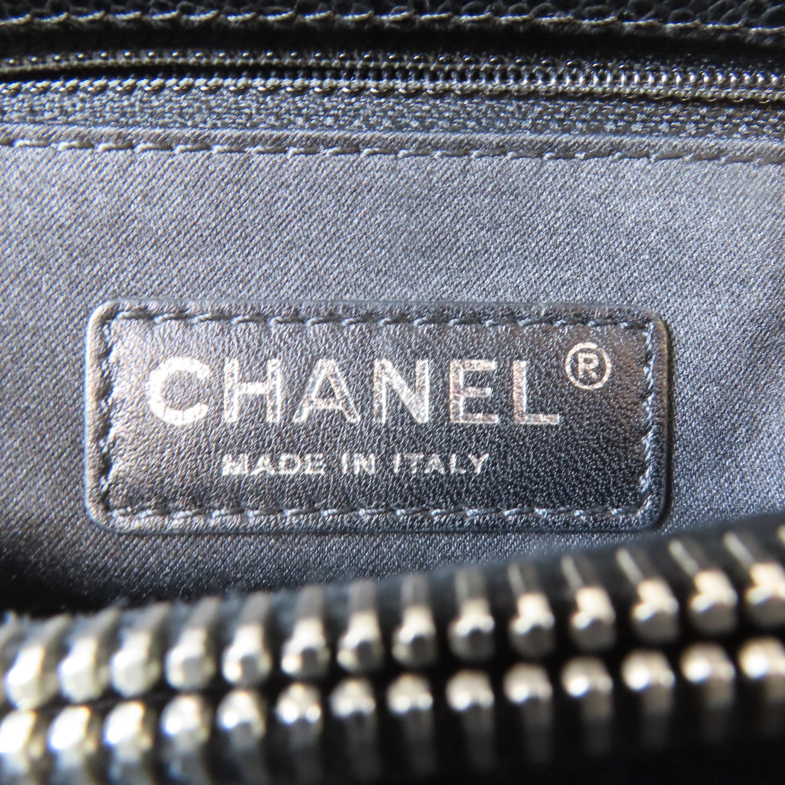 CHANEL 菱格Caviar皮革Grand Shopping Tote Bag銀扣鏈帶肩背袋黑色