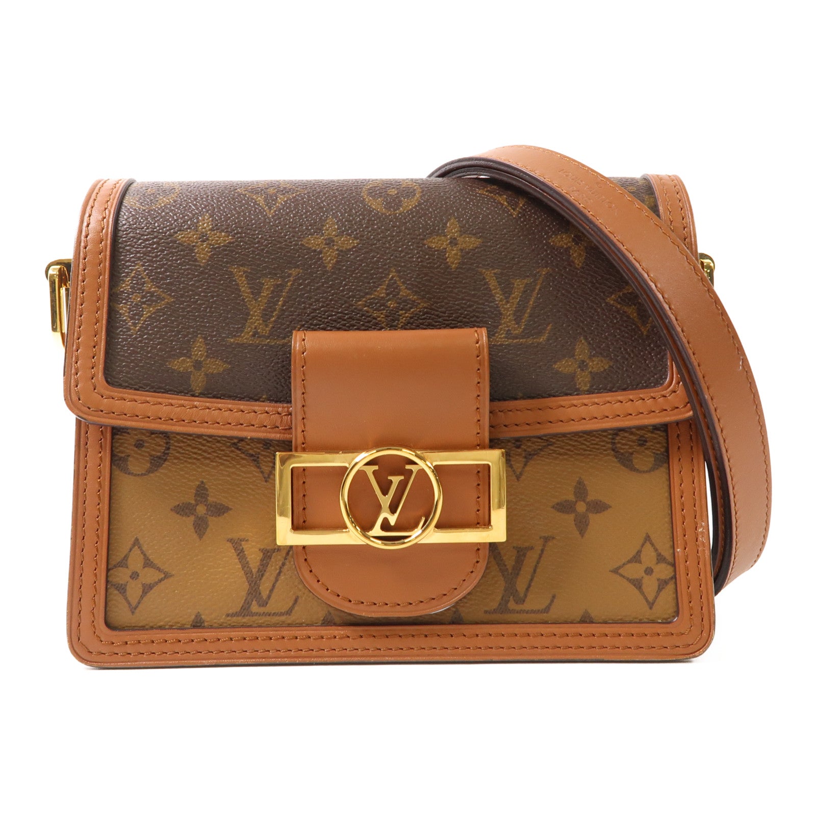 LOUIS VUITTON LV GHW Mini Dauphine Shoulder Bag M44580 Monogram Reverse Brown