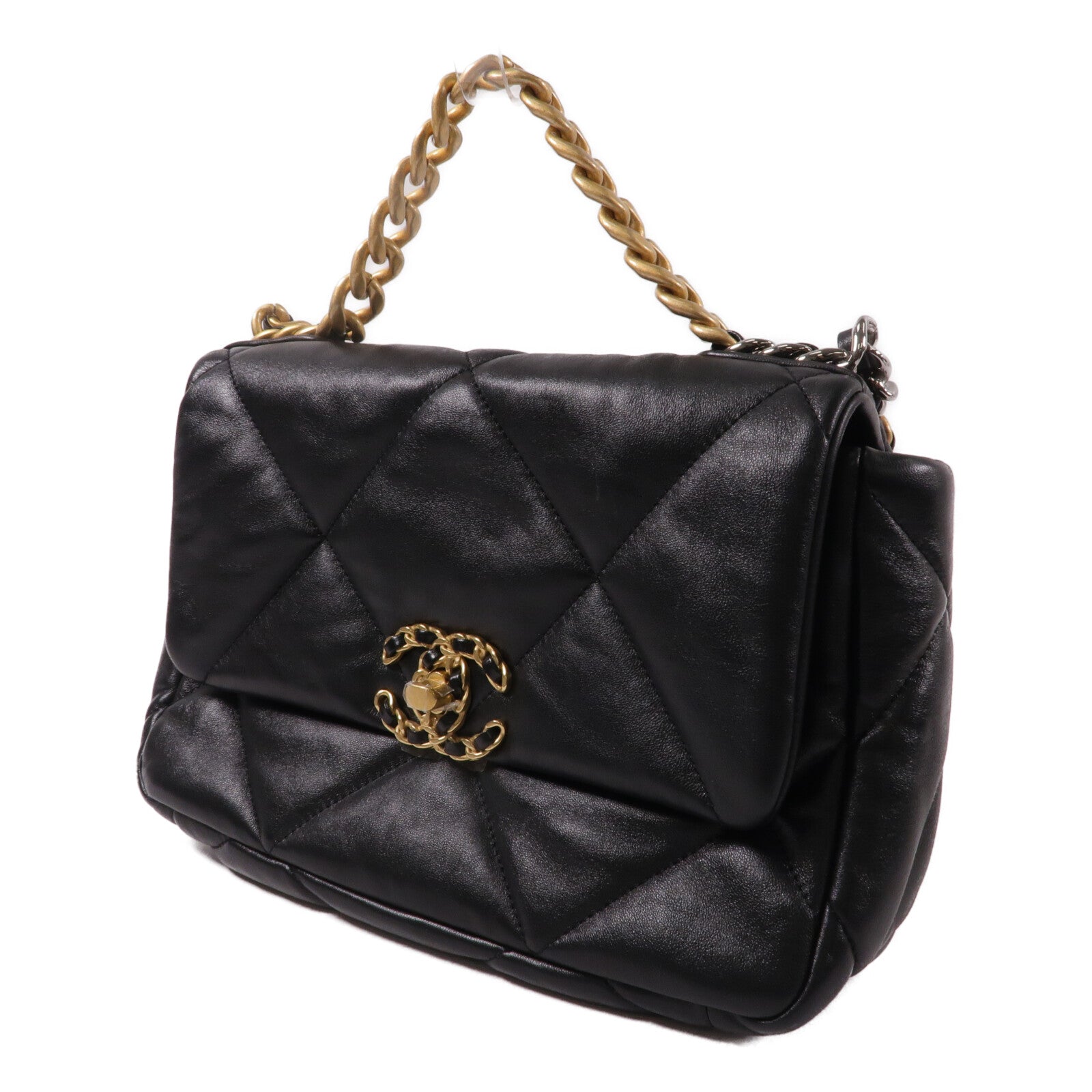 CHANEL 羊皮皮革C19 Small鏈帶手挽肩背兩用袋