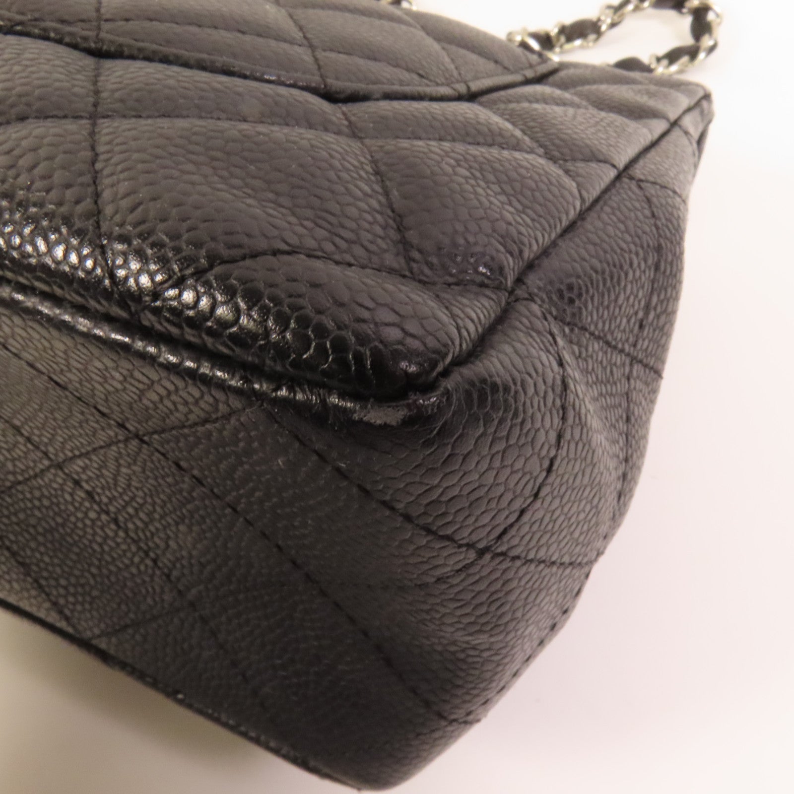 CHANEL 牛皮皮革Large Classic銀扣肩背袋