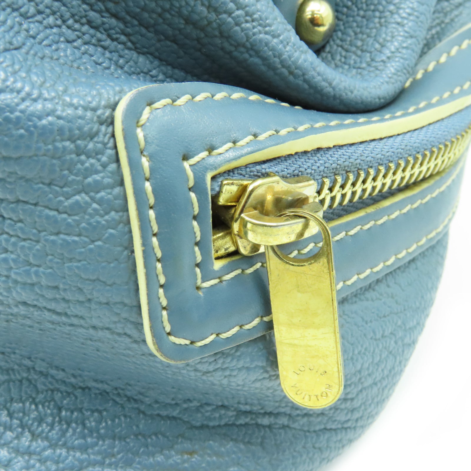 LOUIS VUITTON Suhali Leather Lingenieux PM Hand Bag Gold Buckle Blue