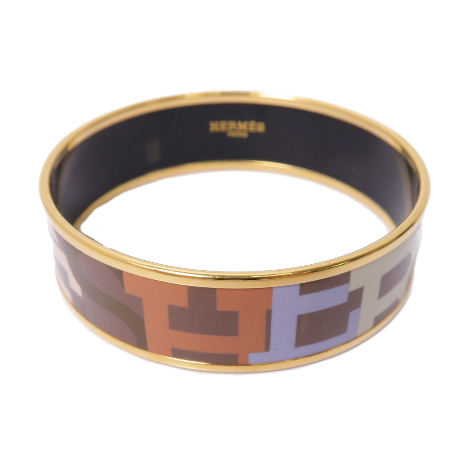 HERMES 【激減優惠】琺瑯/金屬Bangle手鐲棕色/金色