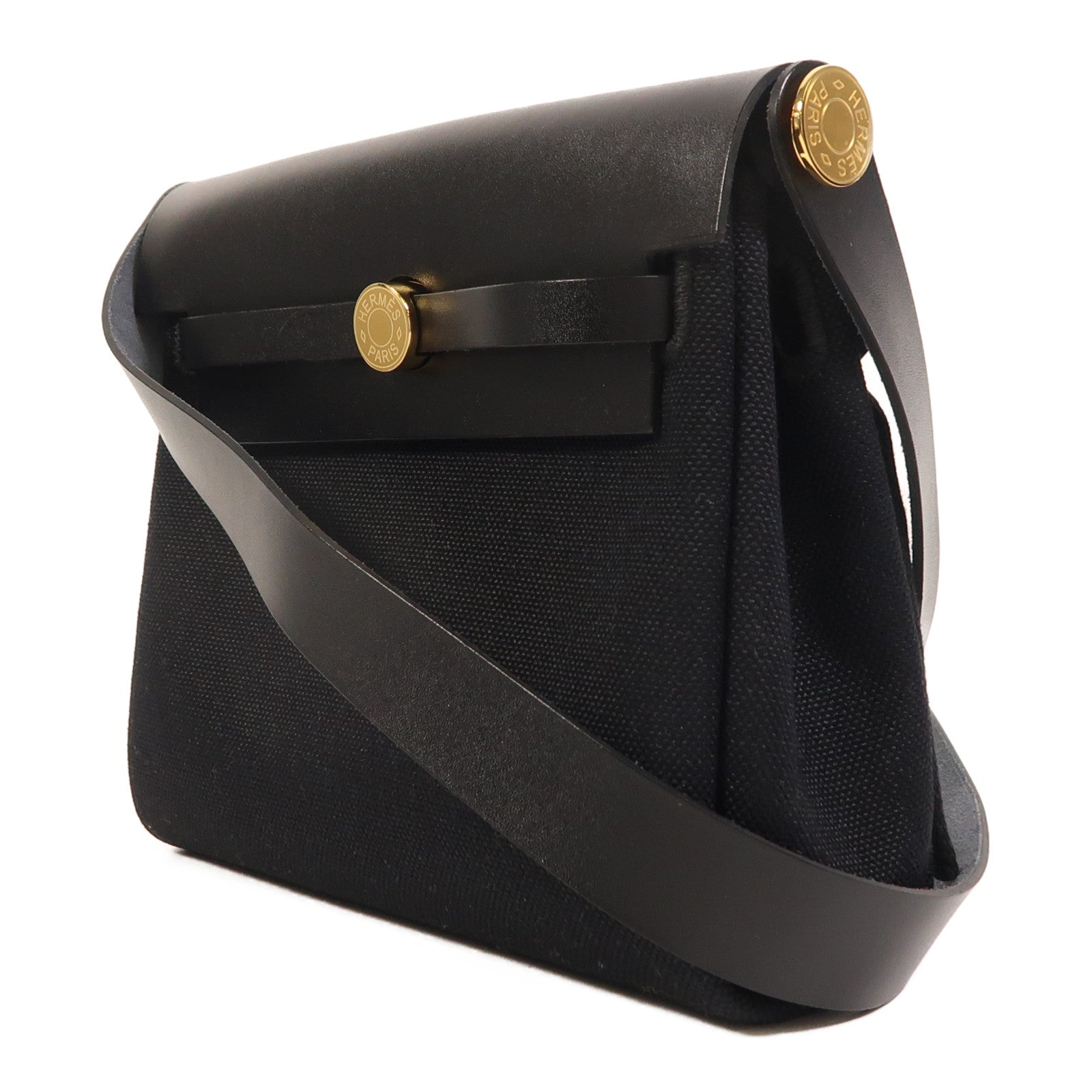 HERMES 帆布Mini Herbag金扣肩背袋