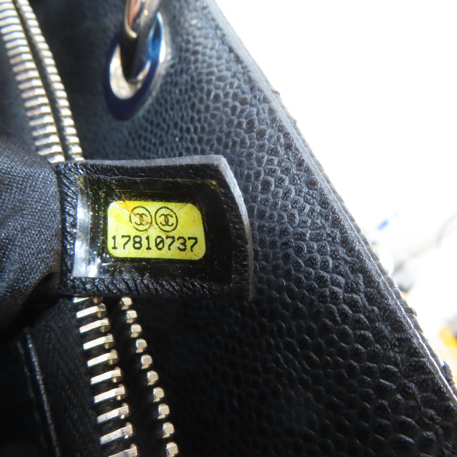 CHANEL 菱格Caviar皮革Grand Shopping Tote Bag銀扣鏈帶肩背袋黑色