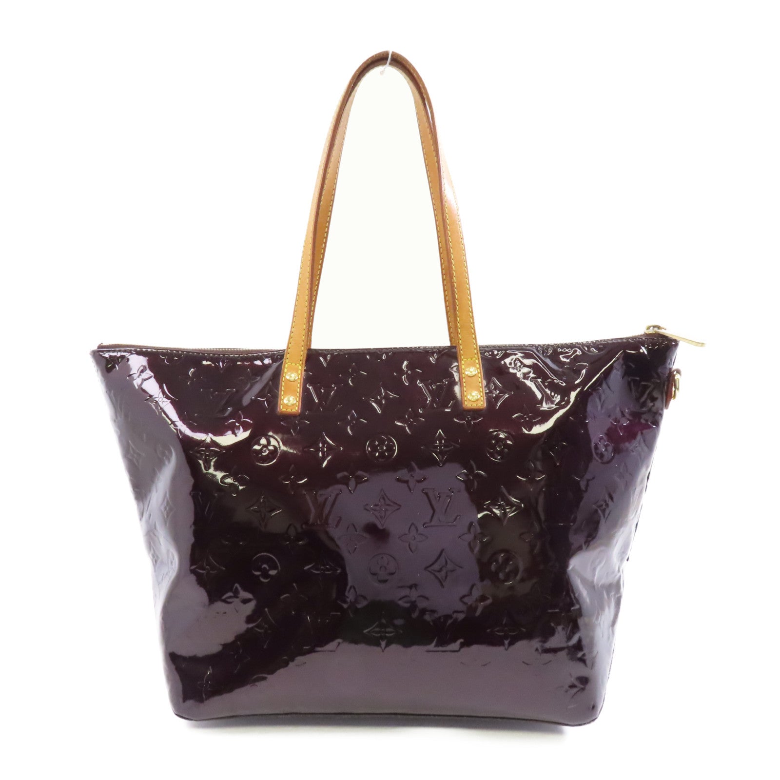 LOUIS VUITTON Vernis Bellevue GM金扣手挽袋酒紅色