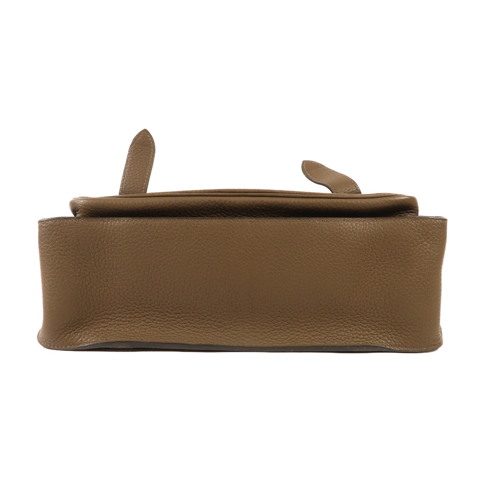 HERMES 【激減優惠】Clemence皮革Steve 35銀扣肩背袋Taupe