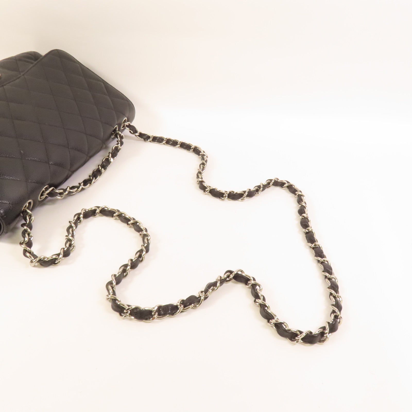 CHANEL 牛皮皮革Large Classic銀扣肩背袋