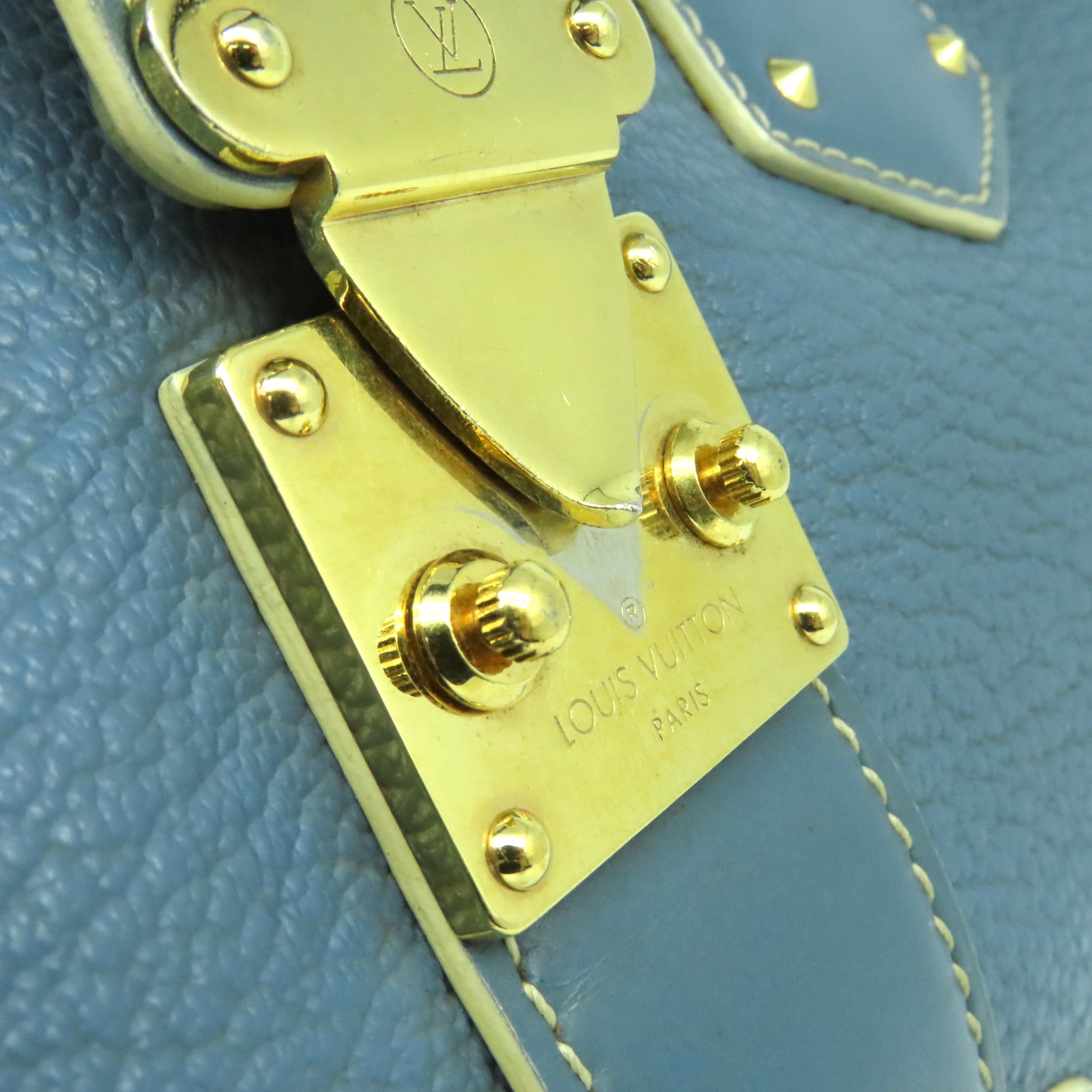 LOUIS VUITTON Suhali Leather Lingenieux PM Hand Bag Gold Buckle Blue