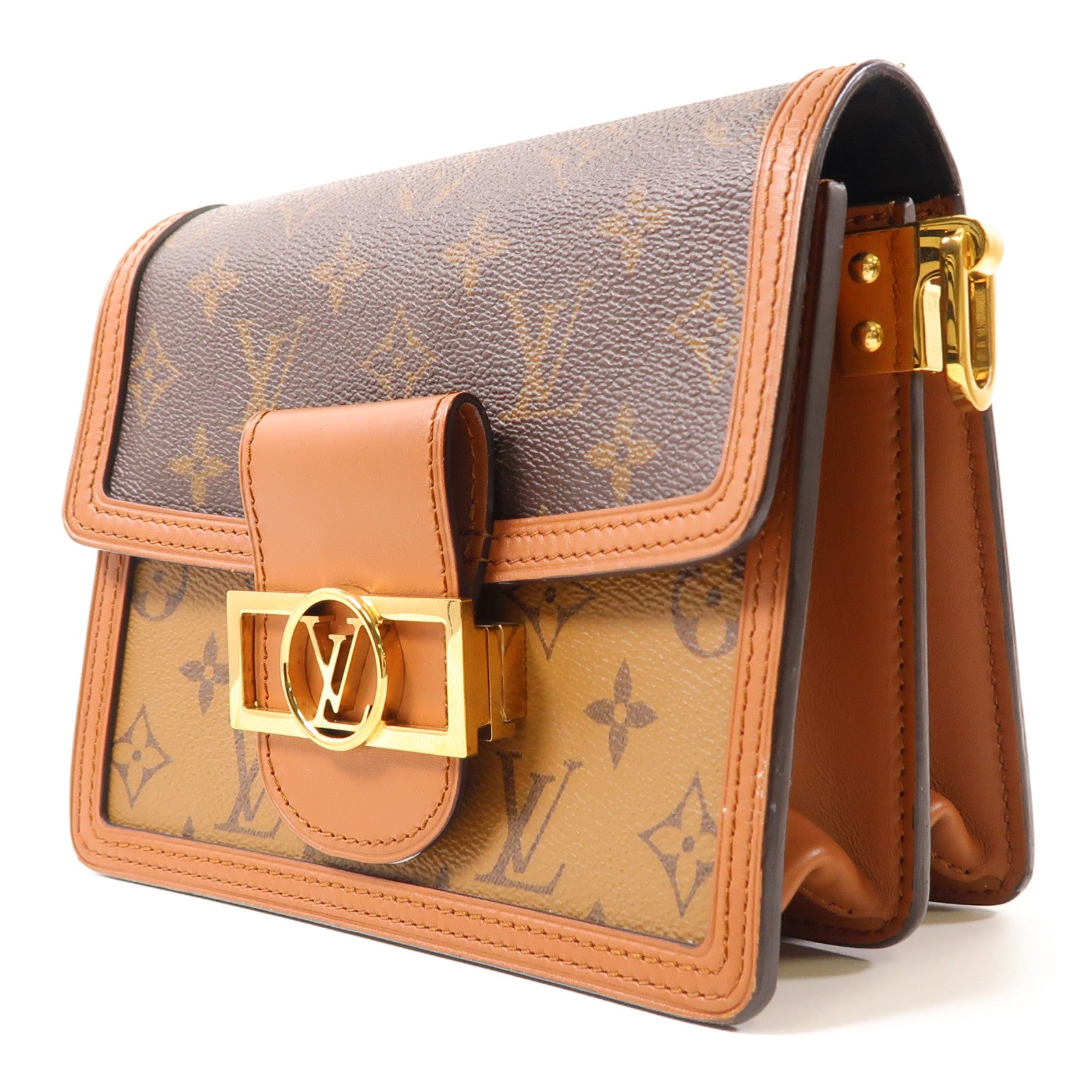 LOUIS VUITTON LV GHW Mini Dauphine Shoulder Bag M44580 Monogram Reverse Brown