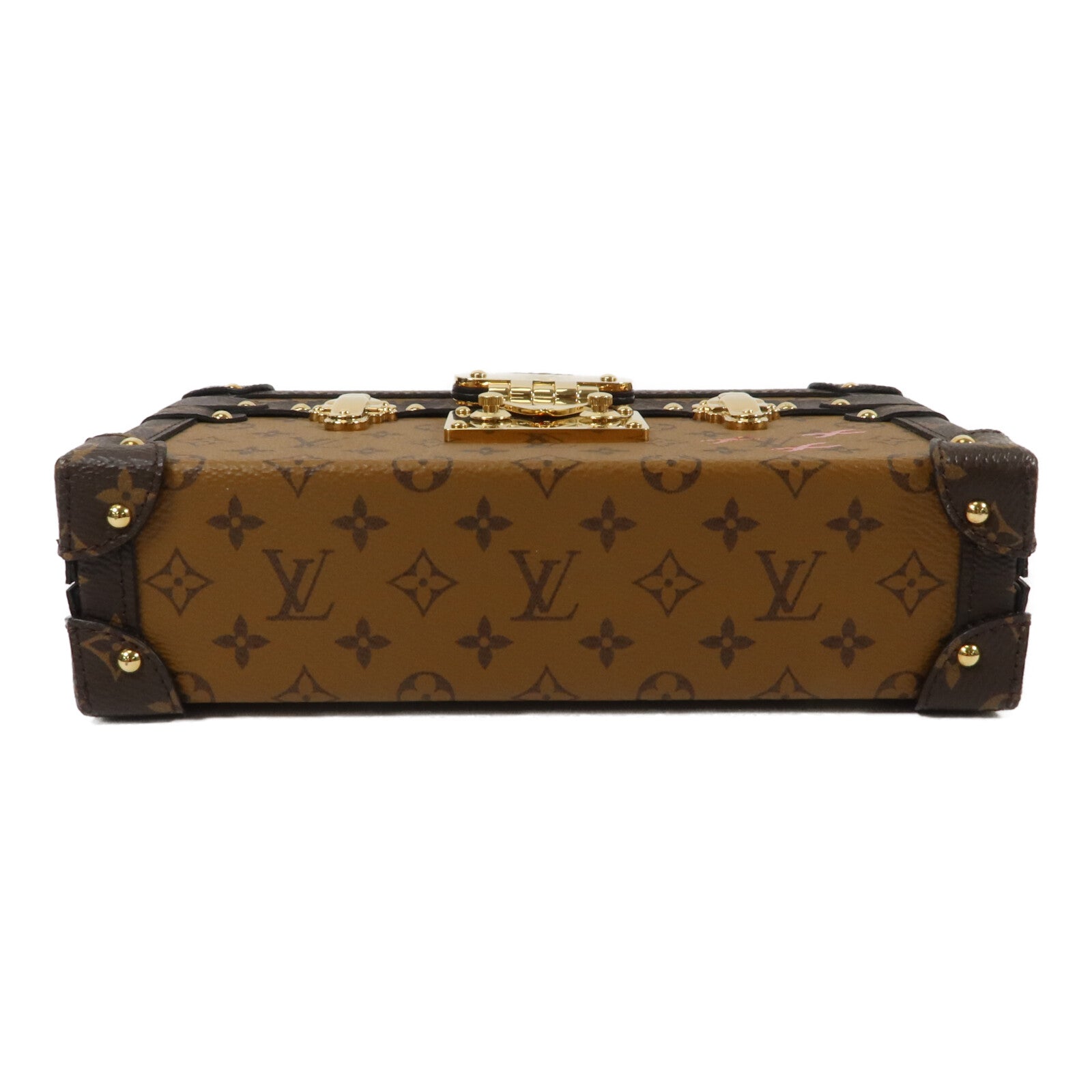 LOUIS VUITTON Monogram Reverse Petite Malle金扣肩背袋