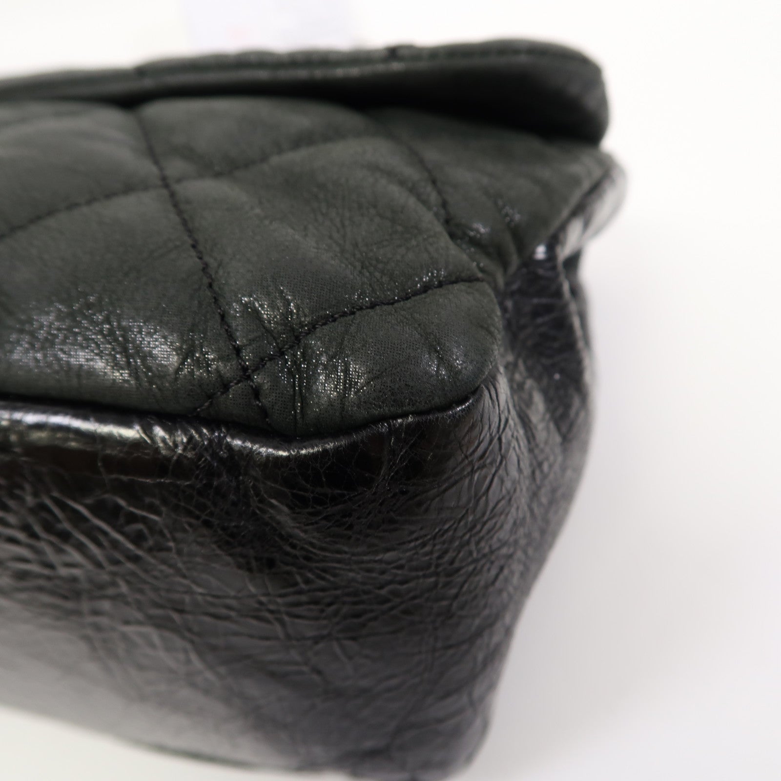 CHANEL 菱格牛皮皮革2 Way Shoulder Bag銀扣手挽肩背兩用袋黑色/灰色