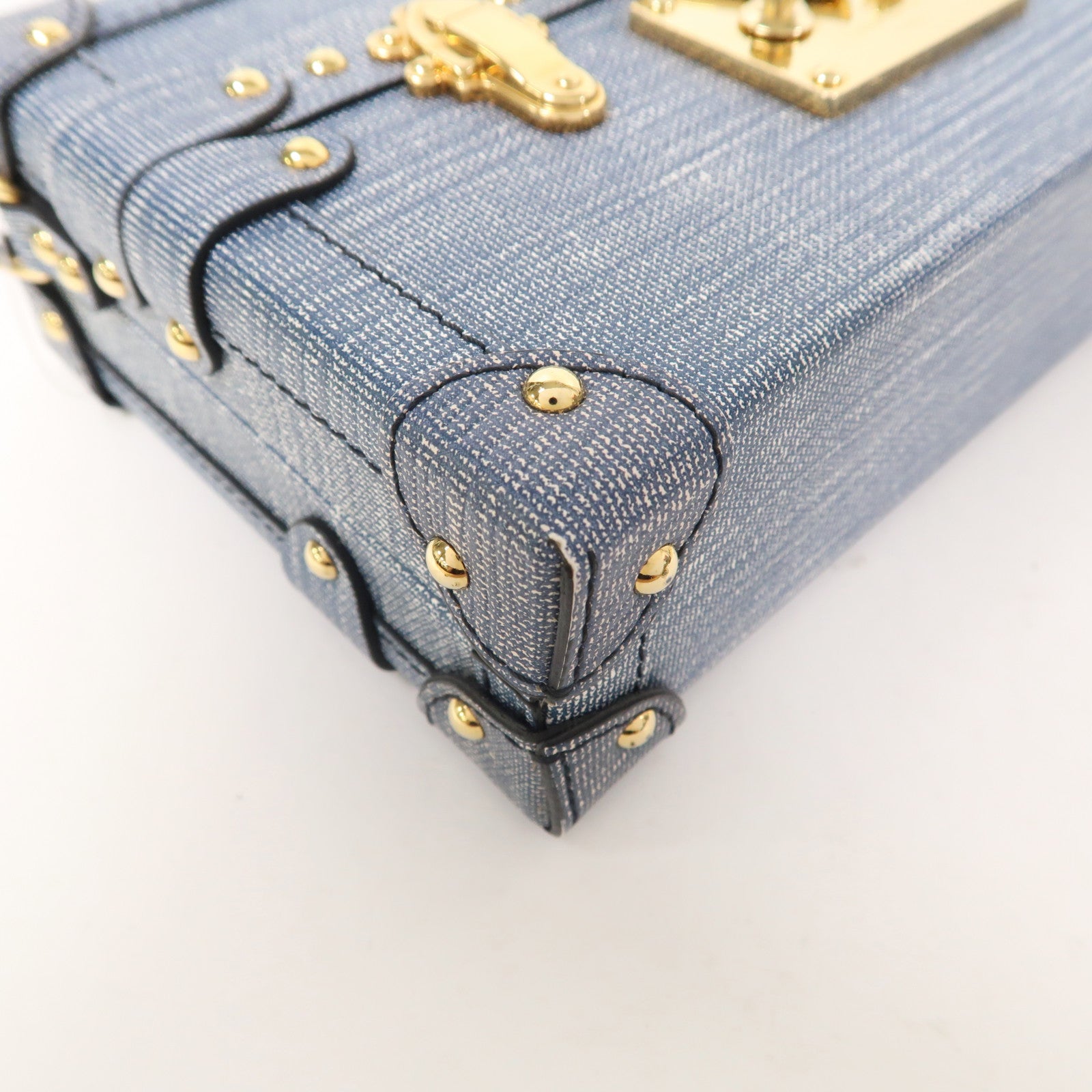 LOUIS VUITTON 【激減優惠】塗層帆布Denim Petite Malle金扣肩背袋藍色
