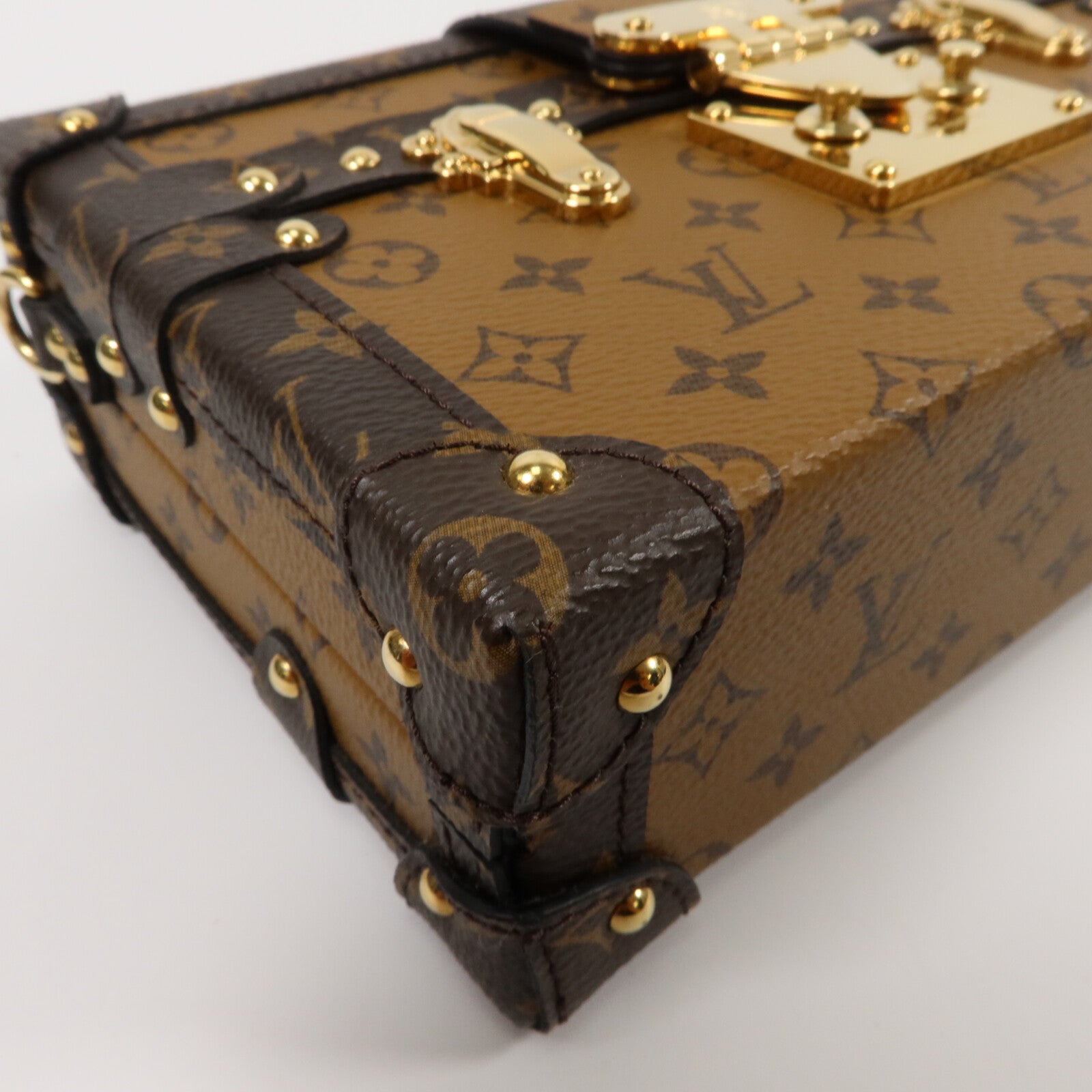 LOUIS VUITTON Monogram Reverse Petite Malle金扣肩背袋