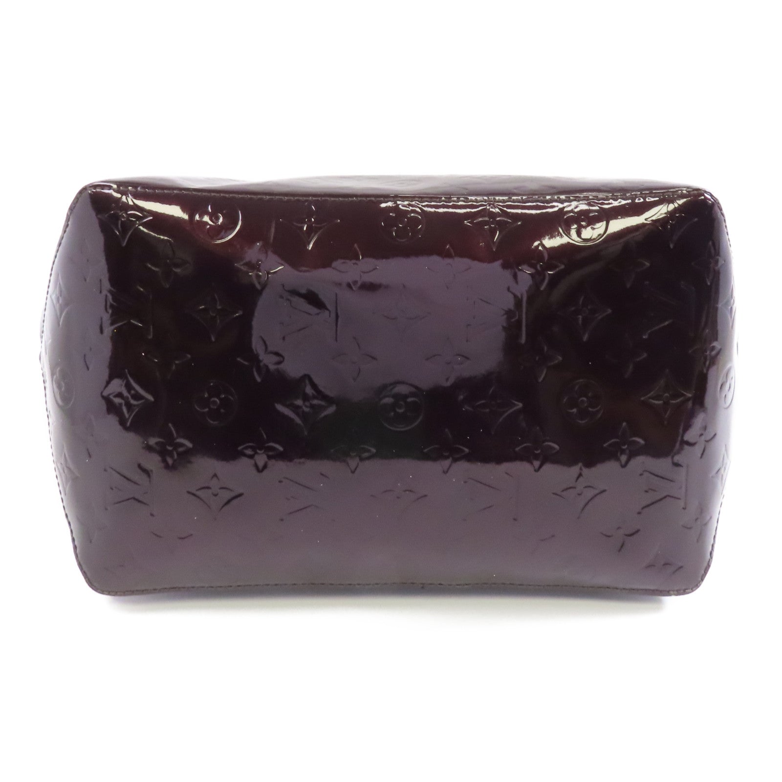 LOUIS VUITTON Vernis Bellevue GM金扣手挽袋酒紅色