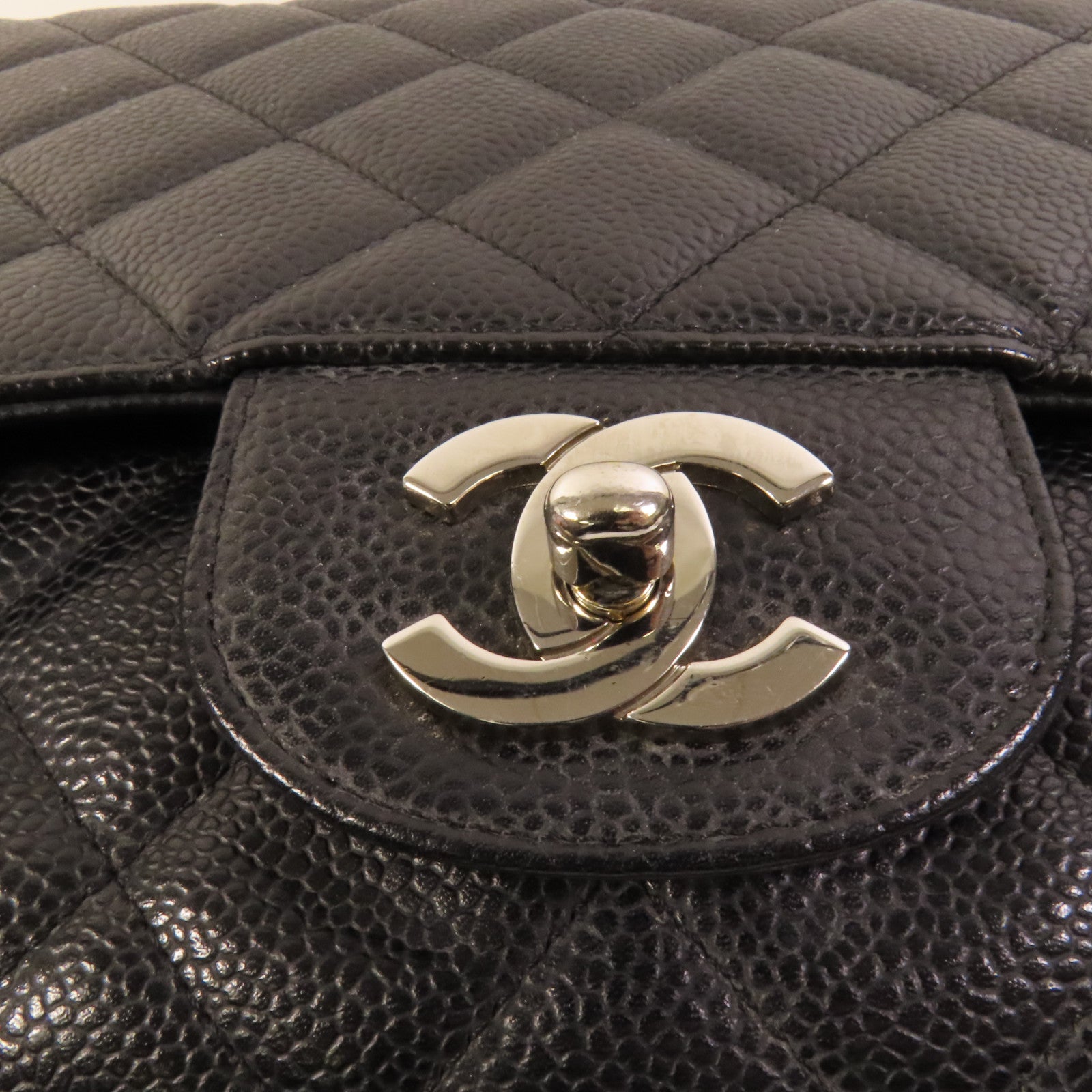 CHANEL 牛皮皮革Large Classic銀扣肩背袋