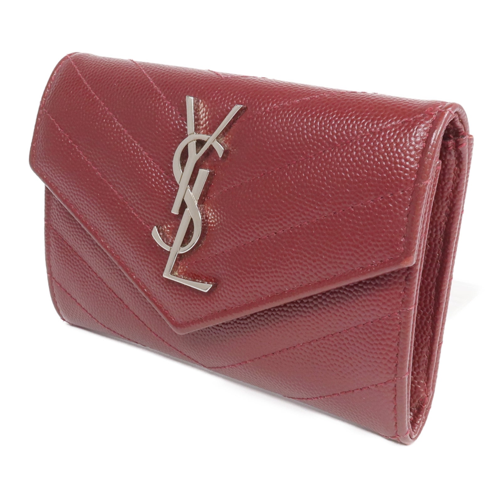 SAINT LAURENT 牛皮皮革Small Envelope Wallet銀扣錢包