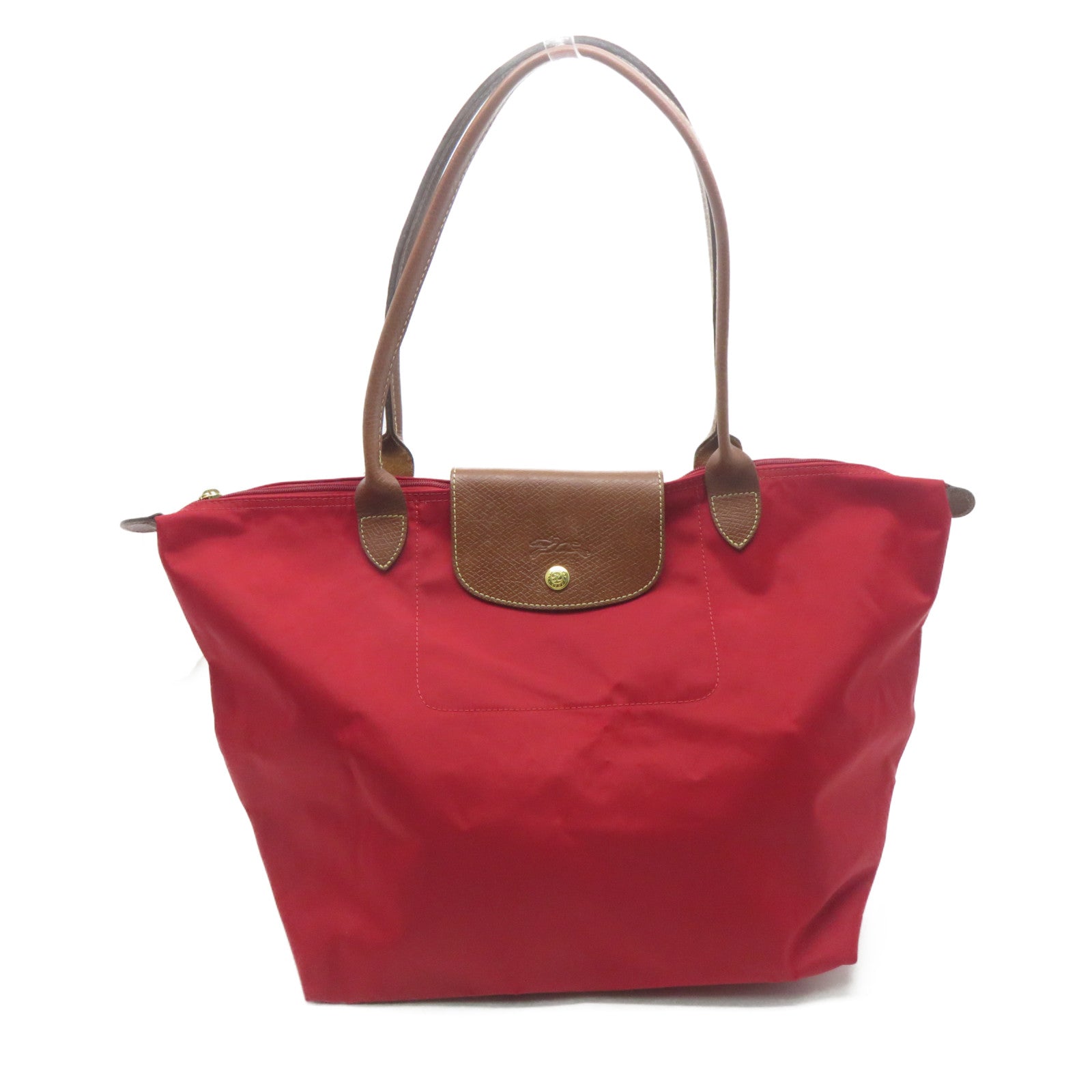 Longchamp 【激減優惠】尼龍/皮革Shoulder Bag金扣肩背袋紅色