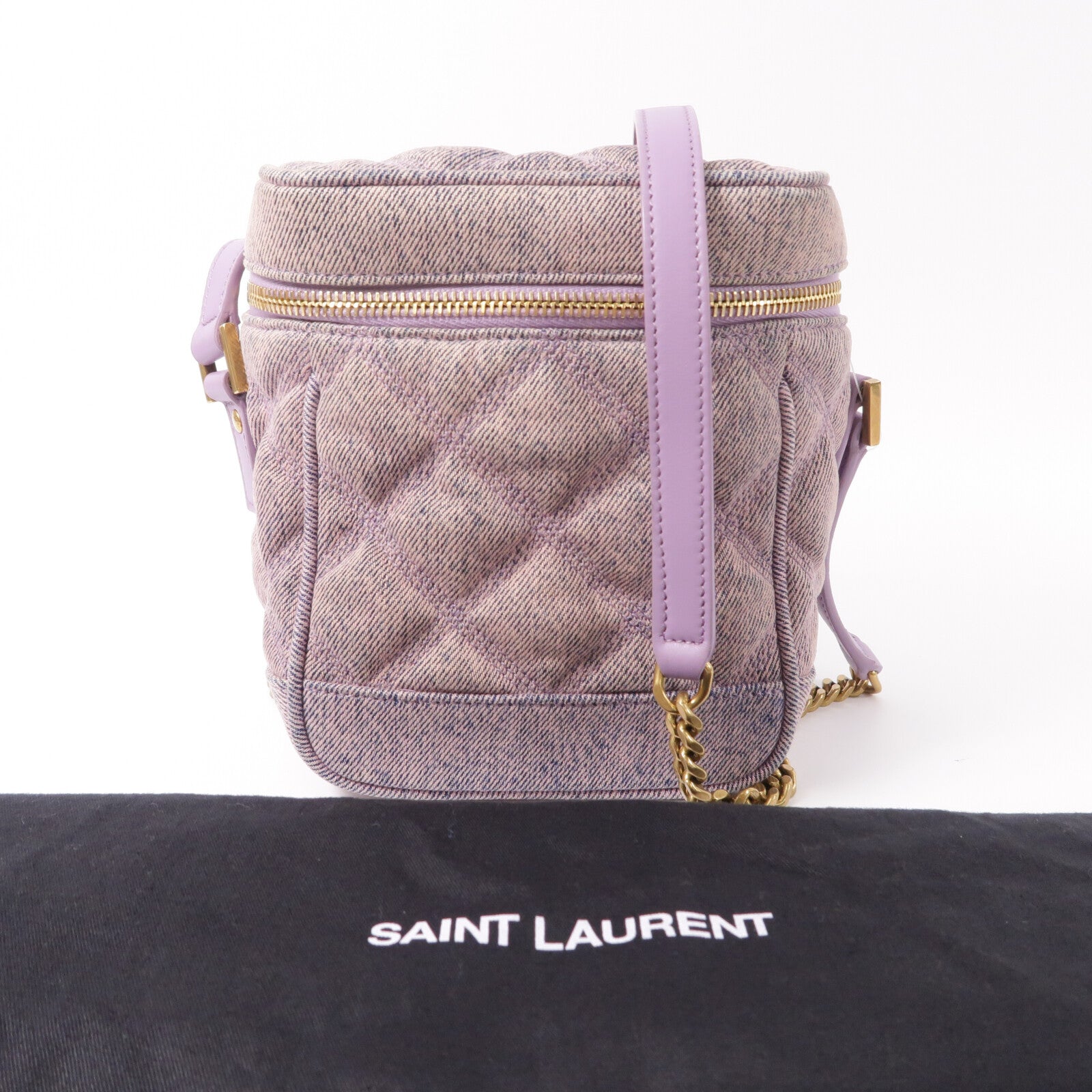 SAINT LAURENT 牛仔布Paris 80'S Vanity Bag鏈帶肩背袋