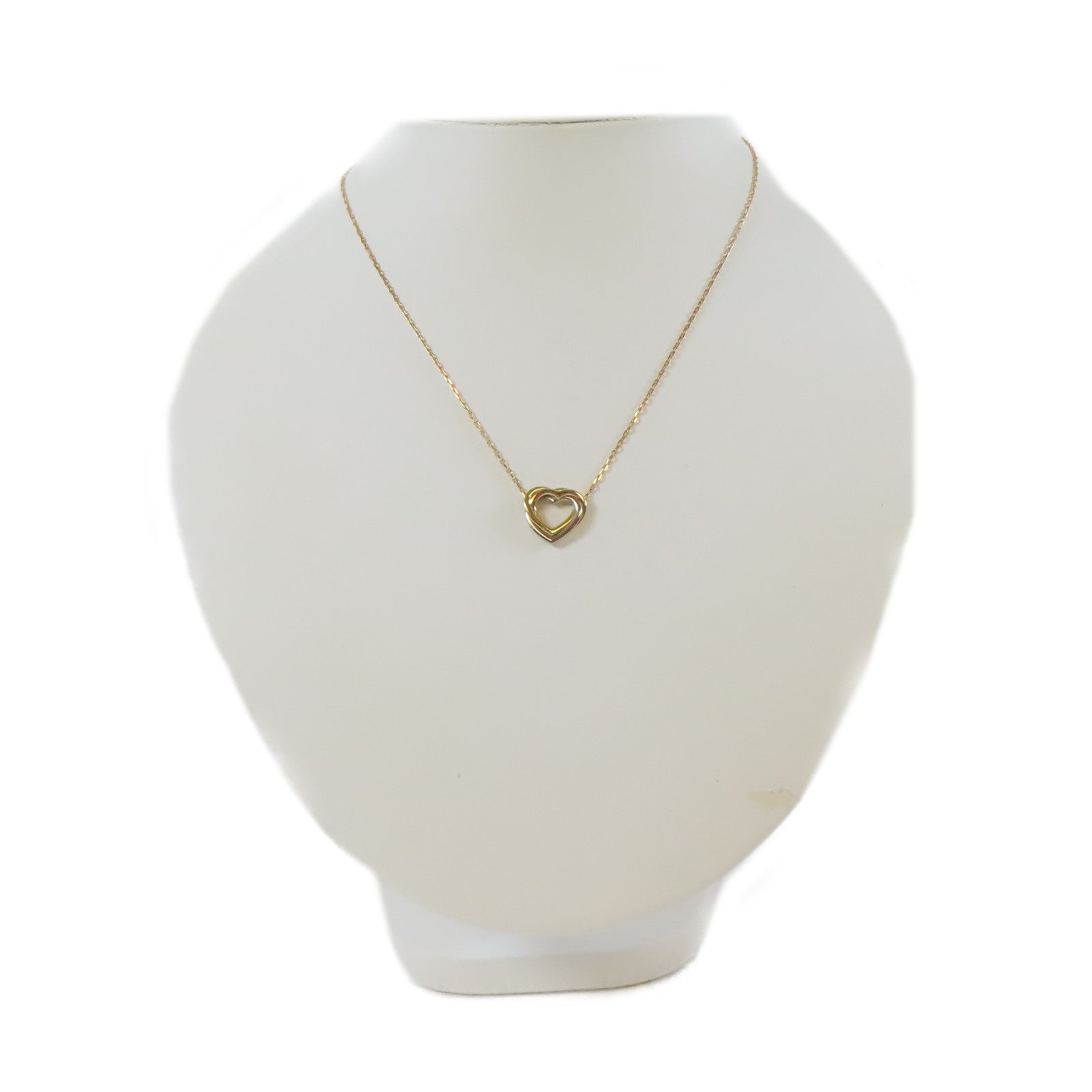 CARTIER 18K白金/18K黃金Trinity Heart Necklace項鍊#42cm