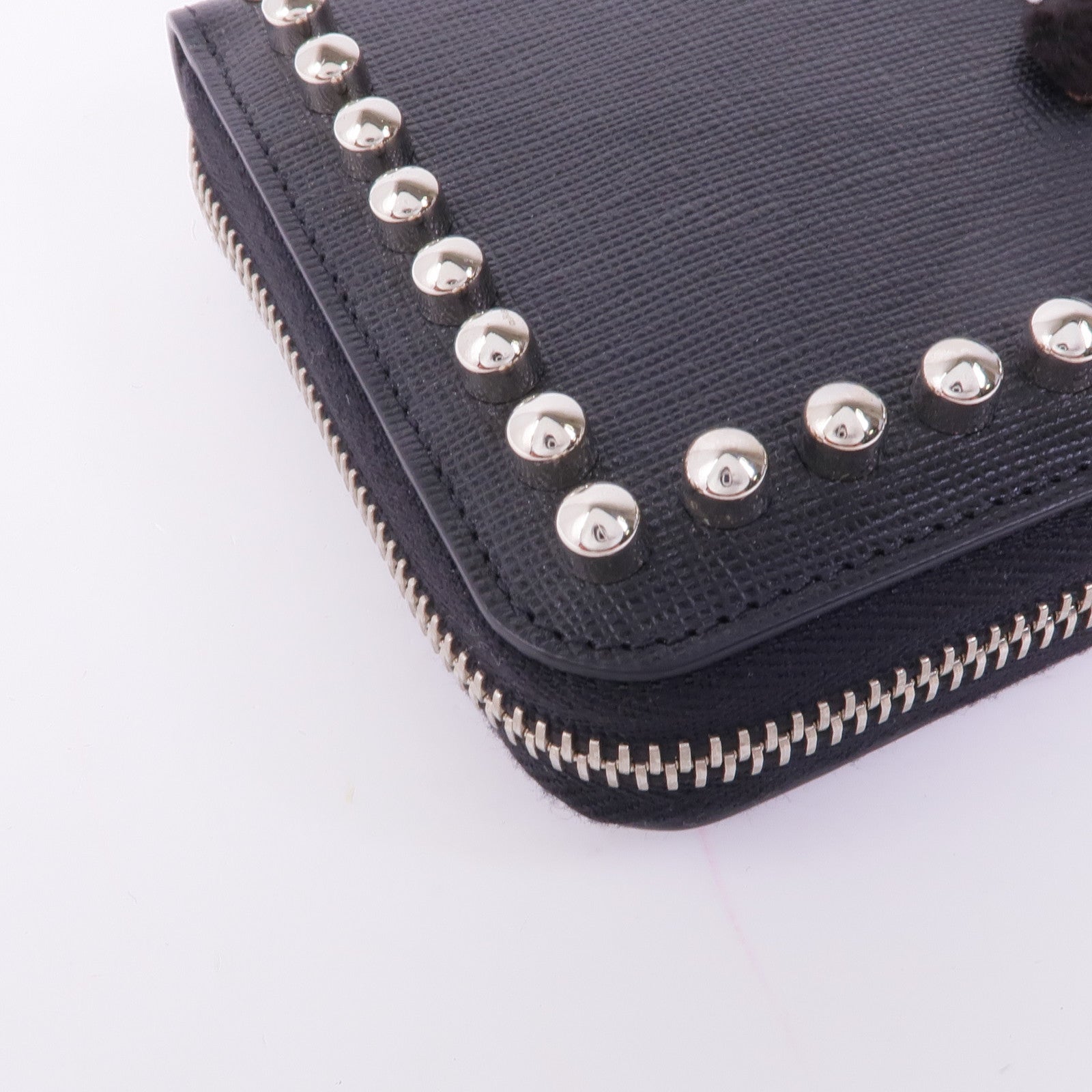 FENDI 牛皮皮革/毛皮Long Wallet銀扣長錢包