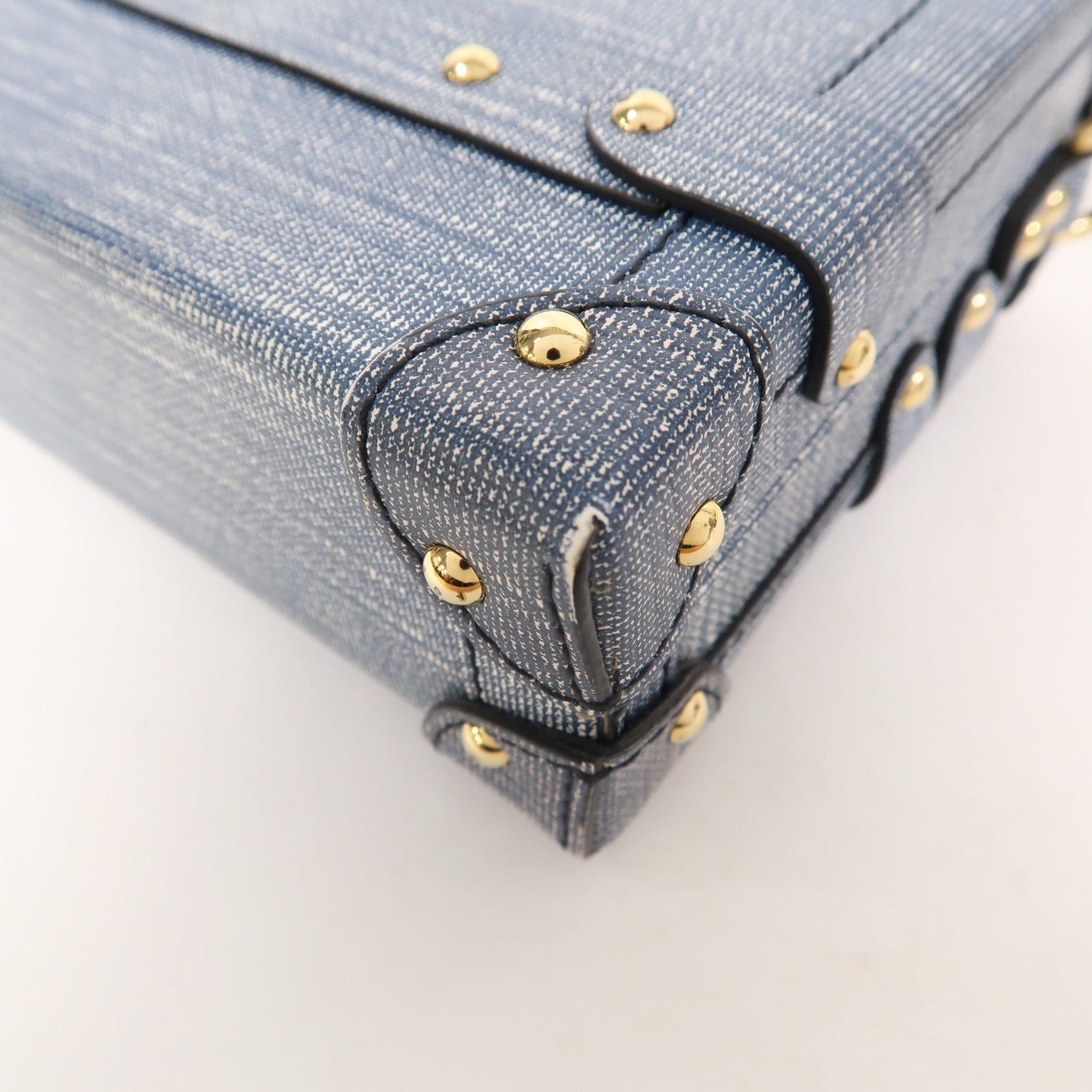 LOUIS VUITTON 【激減優惠】塗層帆布Denim Petite Malle金扣肩背袋藍色