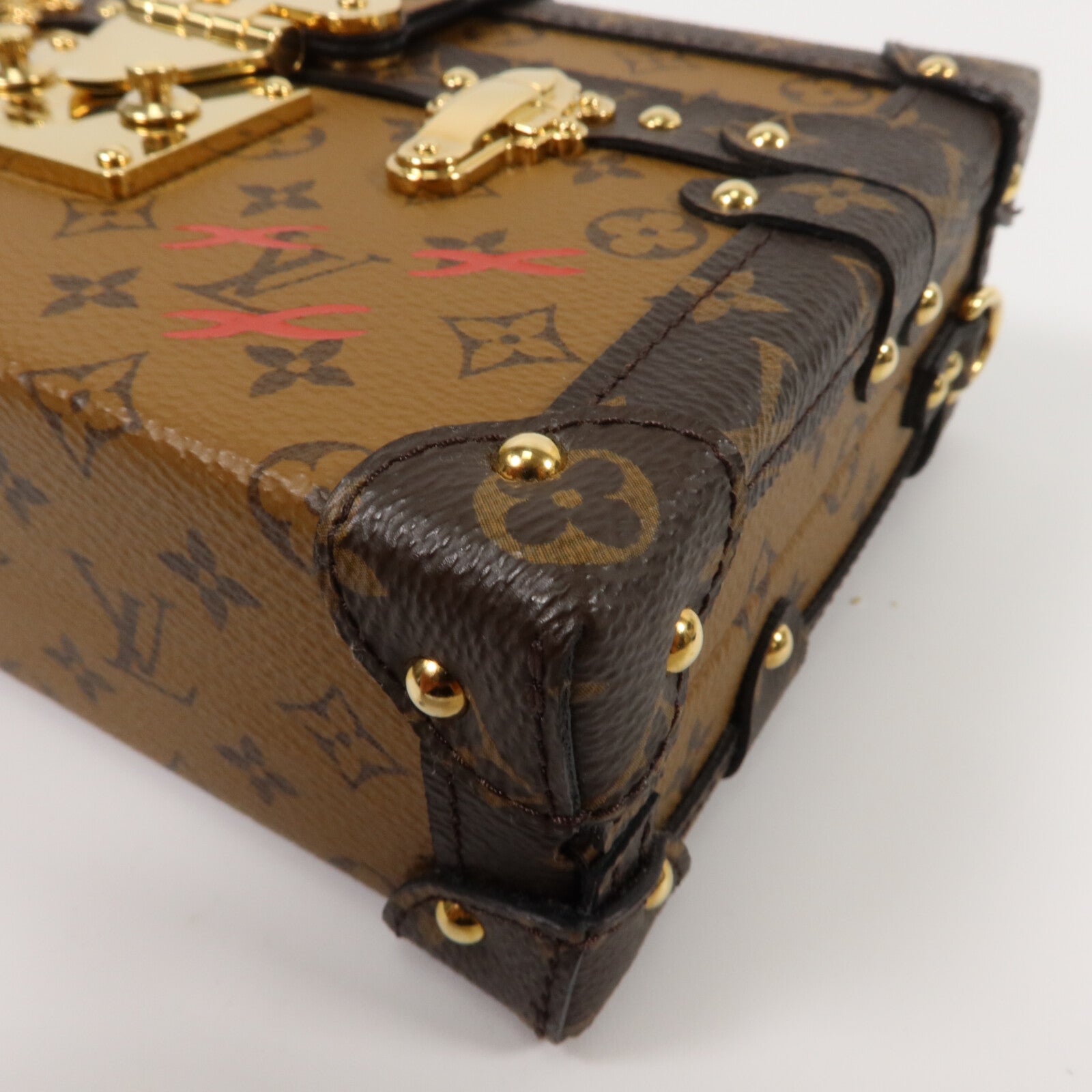 LOUIS VUITTON Monogram Reverse Petite Malle金扣肩背袋