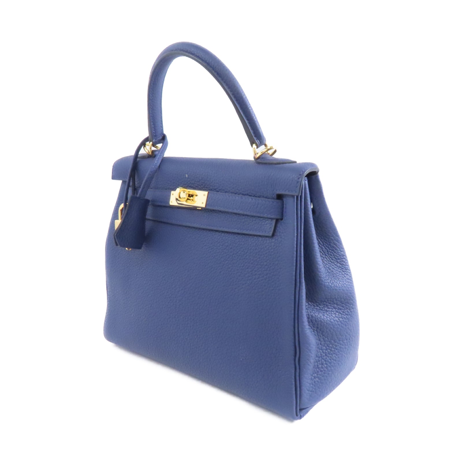 HERMES 【激減優惠】Togo皮革Kelly 25金扣手挽肩背兩用袋Bleu Saphir/藍色