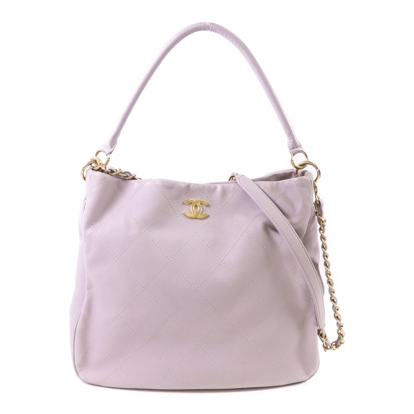 CHANEL 牛皮皮革2 Way Shoulder Bag金扣手挽肩背兩用袋