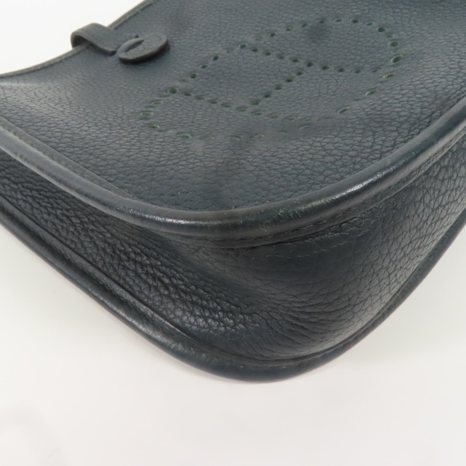 HERMES Clemence皮革Evelyne TPM銀扣肩背袋博斯普魯斯綠色