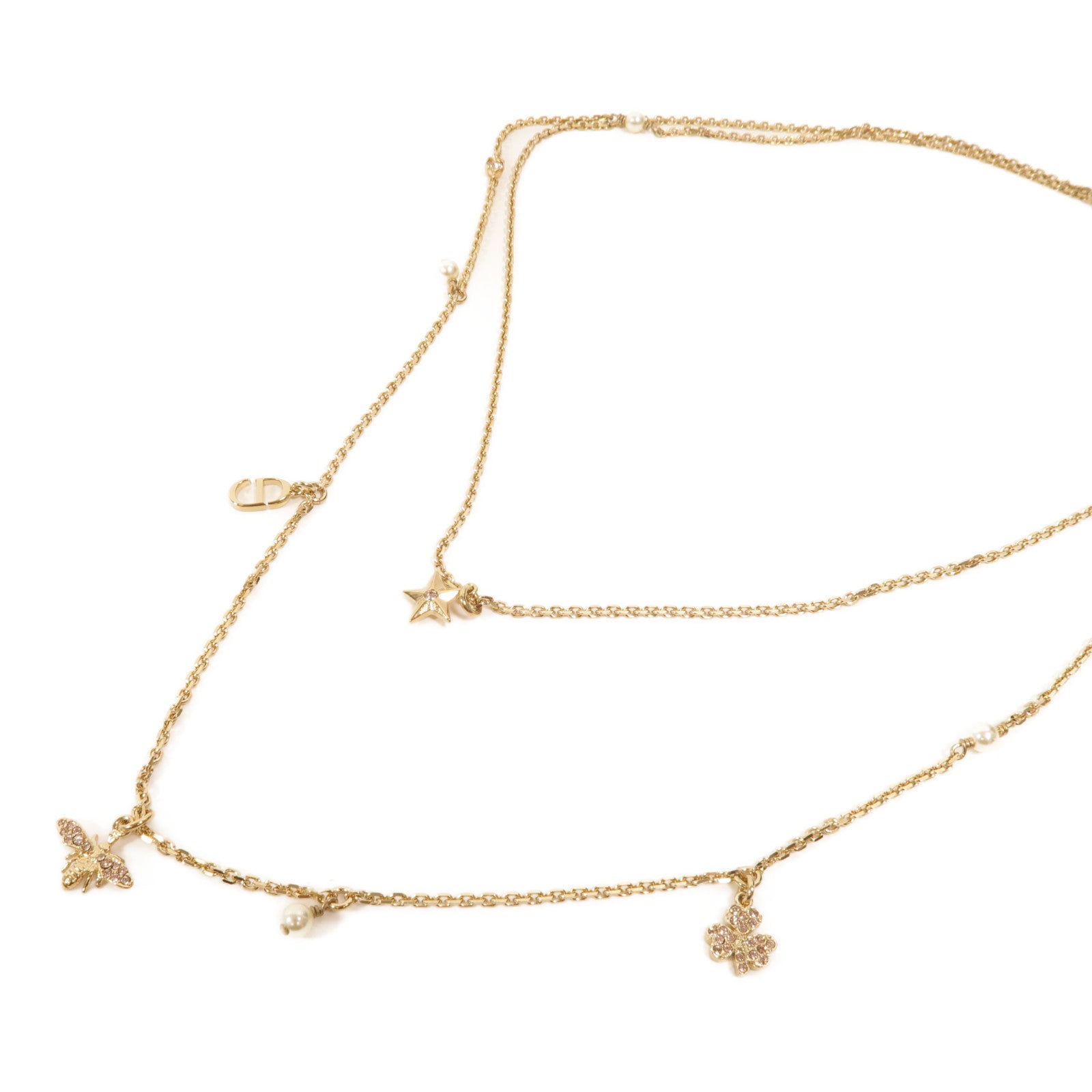 Dior 金屬Gold Bee and Star Double Necklace項鍊