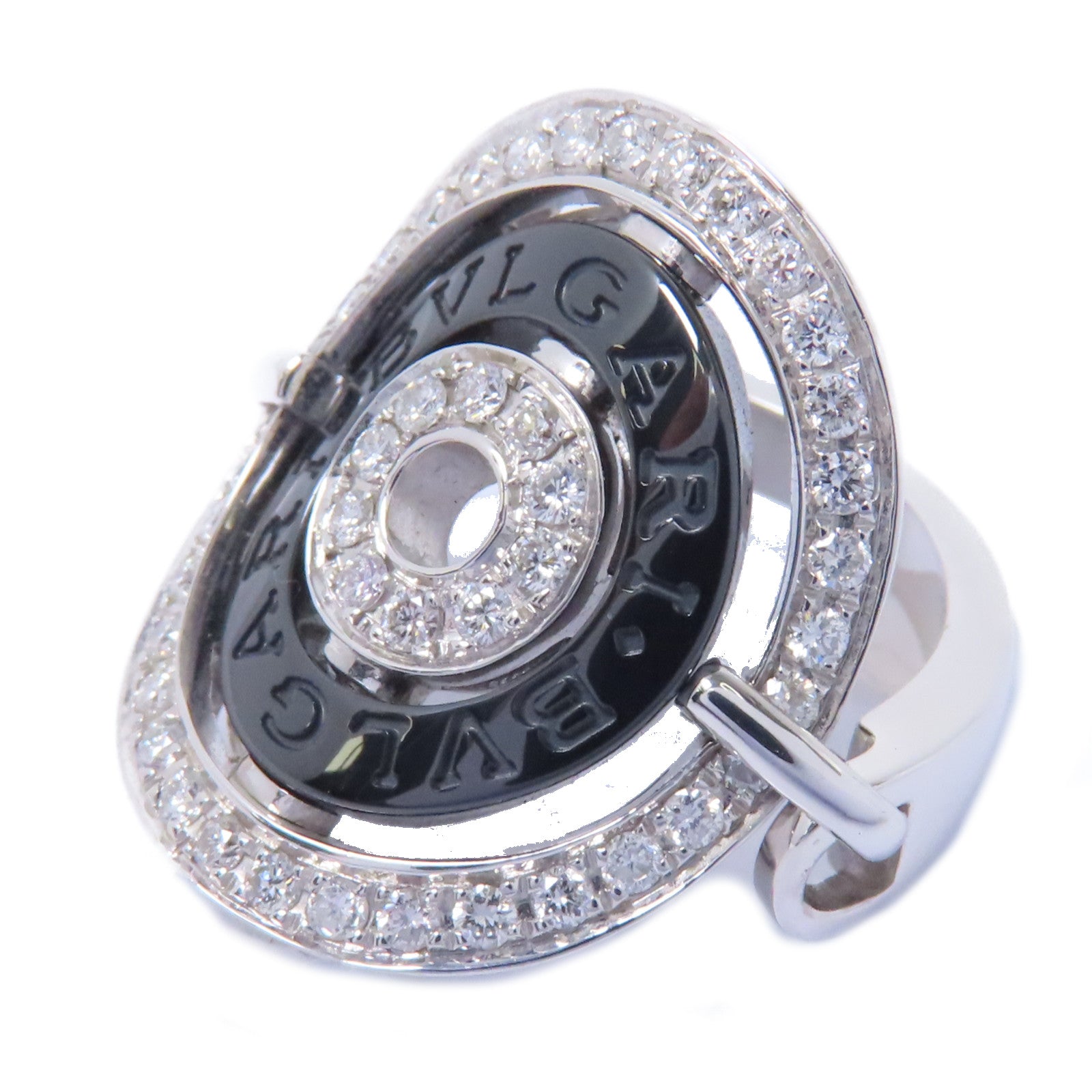 BVLGARI 18K白金Astrale Cerchi Ring鑽石/陶瓷戒指US#5.5