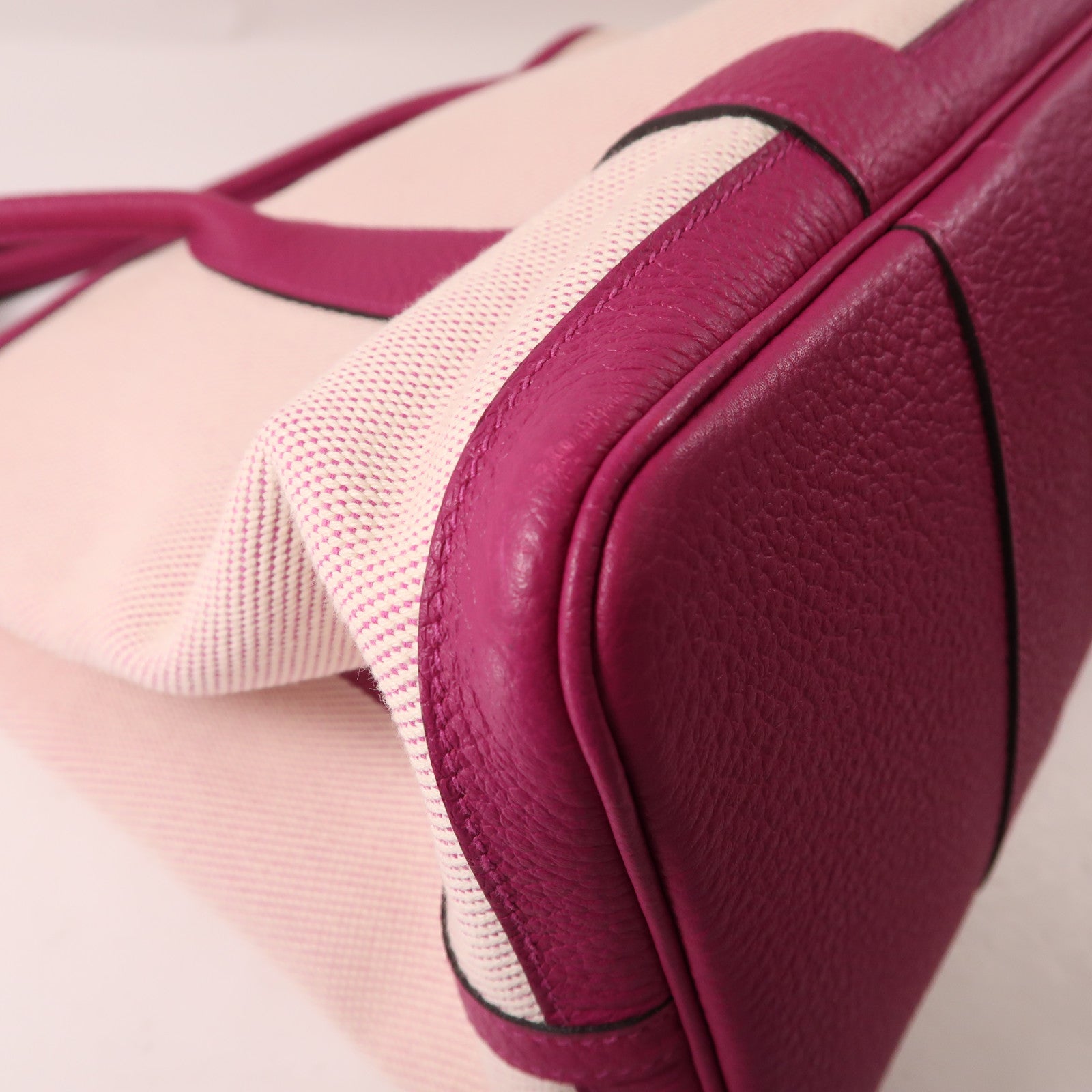HERMES 帆布GardenParty PM銀扣手挽袋Rose Pourpre玫瑰紫色