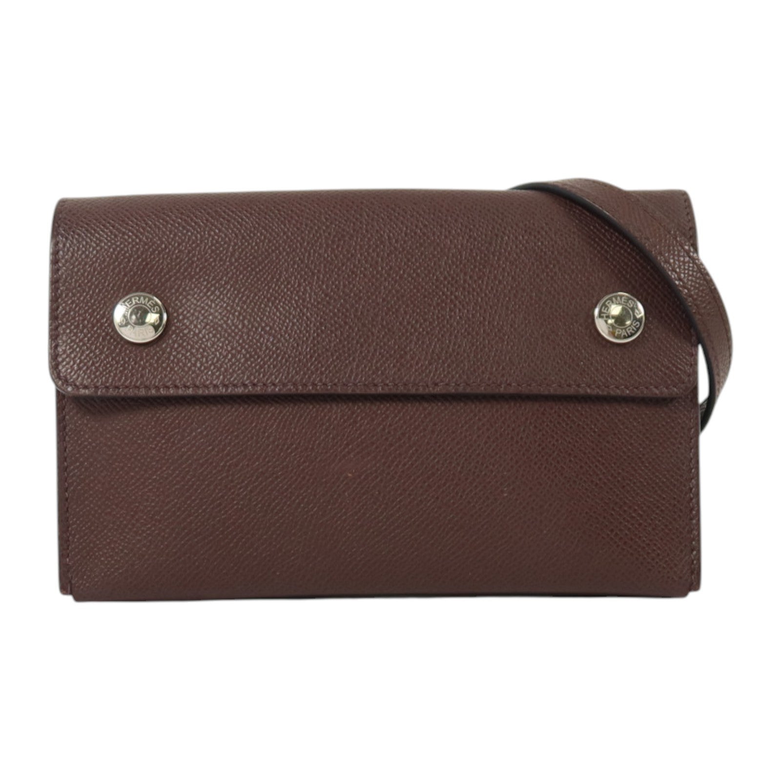 HERMES Epsom Hermesnap Wallet銀扣肩背袋Rouge Sellier