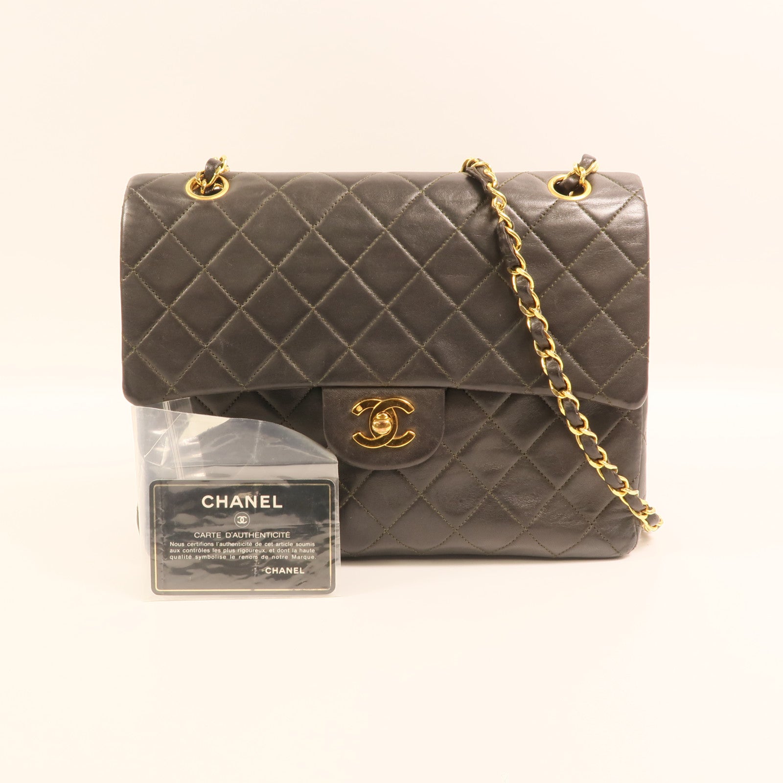 CHANEL 羊皮皮革Vintage Classic Flap Bag金扣鏈帶肩背袋