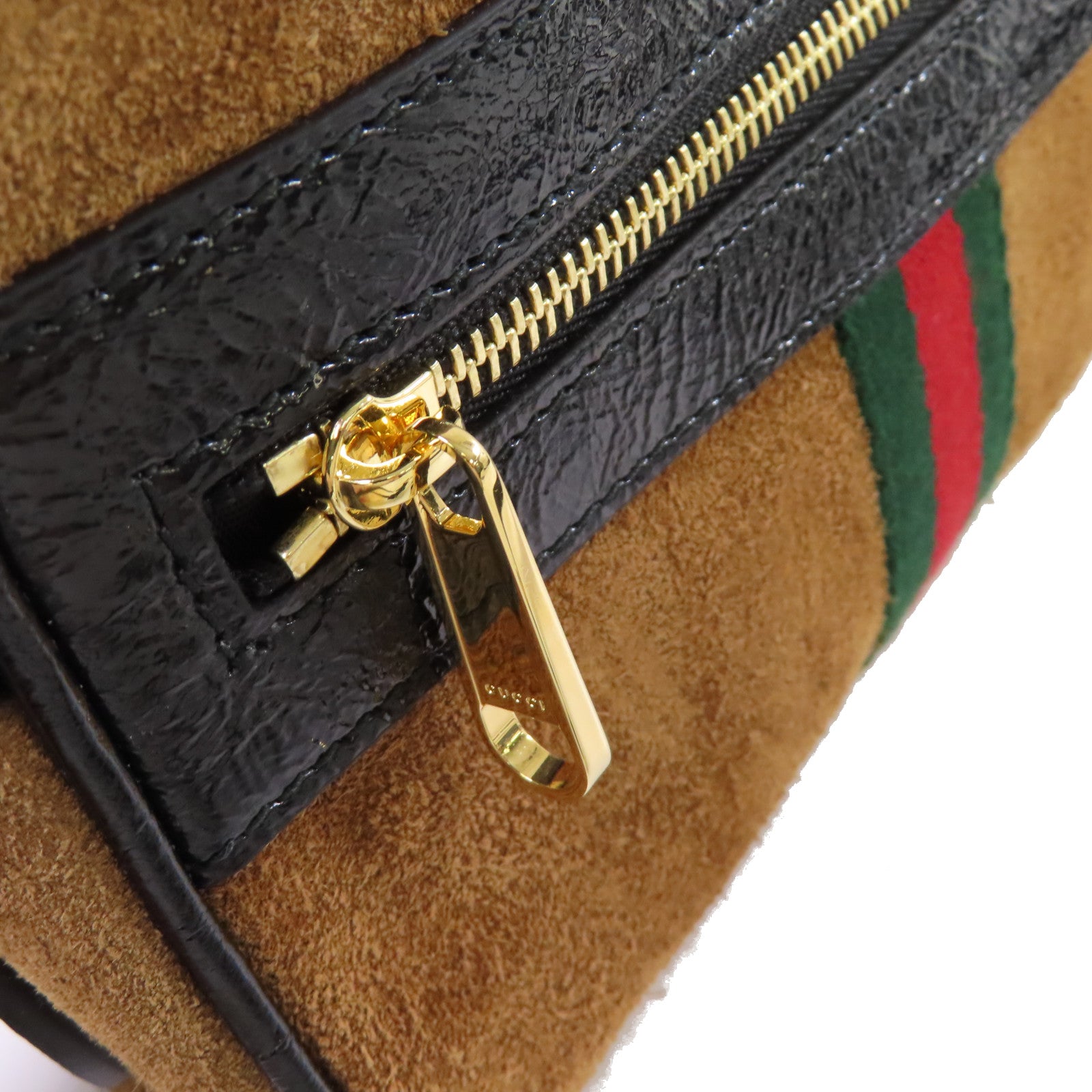 GUCCI 【激減優惠】麂皮皮革Sherry Ophidia Shoulder Bag 金扣肩背袋啡色/黑色