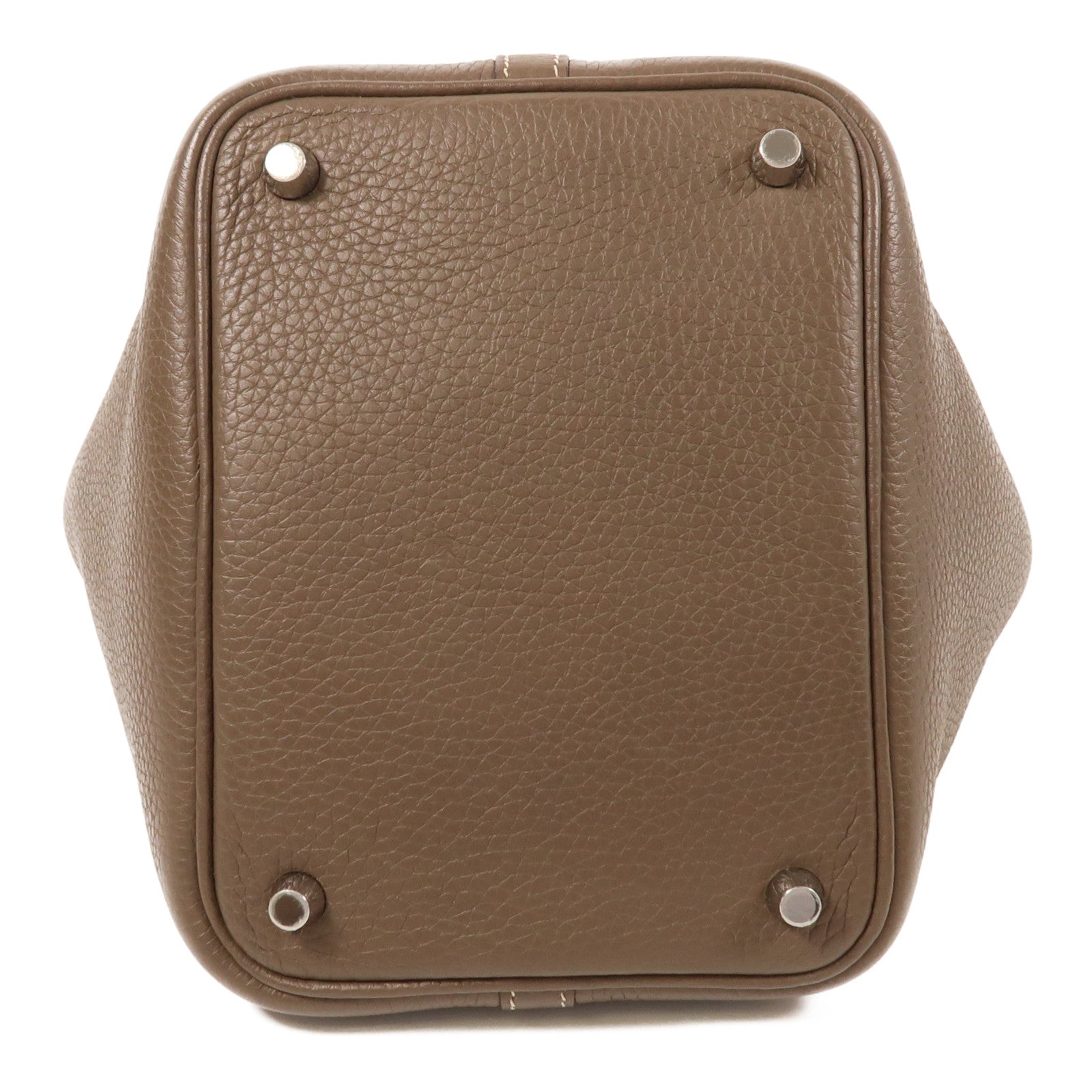 HERMES Picotin PM Tote Bag Taurillon Clemence Leather Etoupe