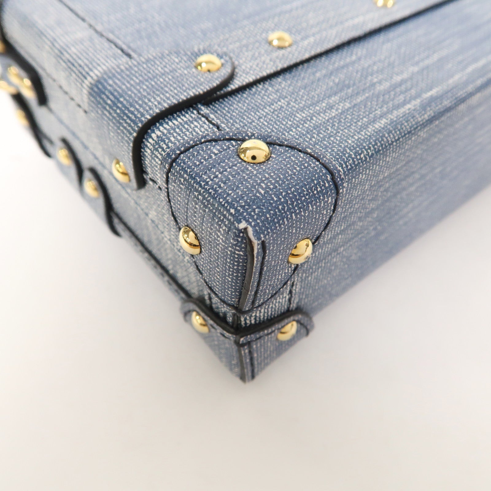 LOUIS VUITTON 【激減優惠】塗層帆布Denim Petite Malle金扣肩背袋藍色