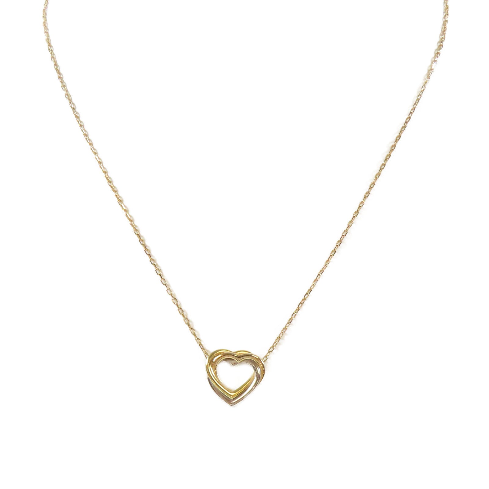 CARTIER 18K白金/18K黃金Trinity Heart Necklace項鍊#42cm