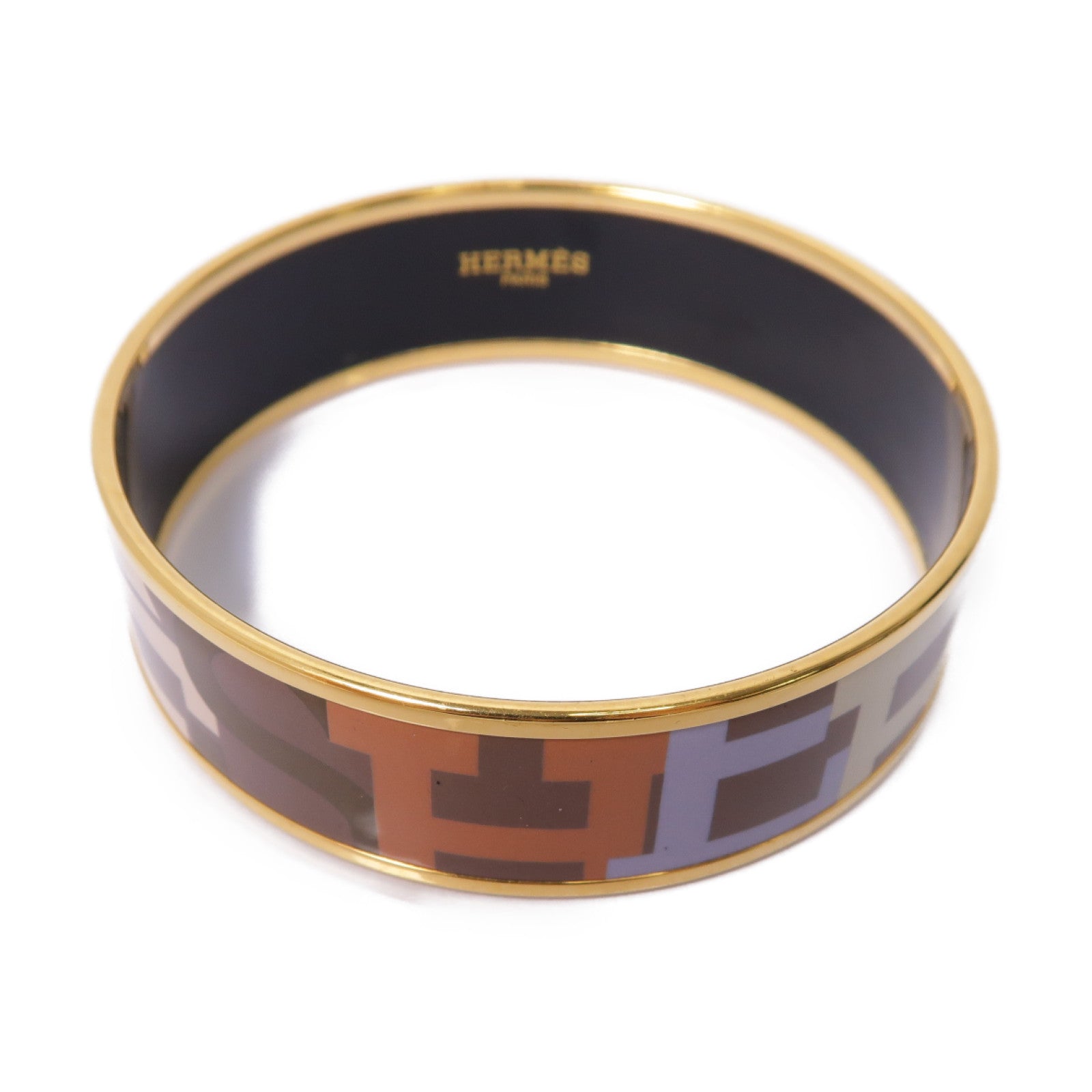 HERMES 【激減優惠】琺瑯/金屬Bangle手鐲棕色/金色