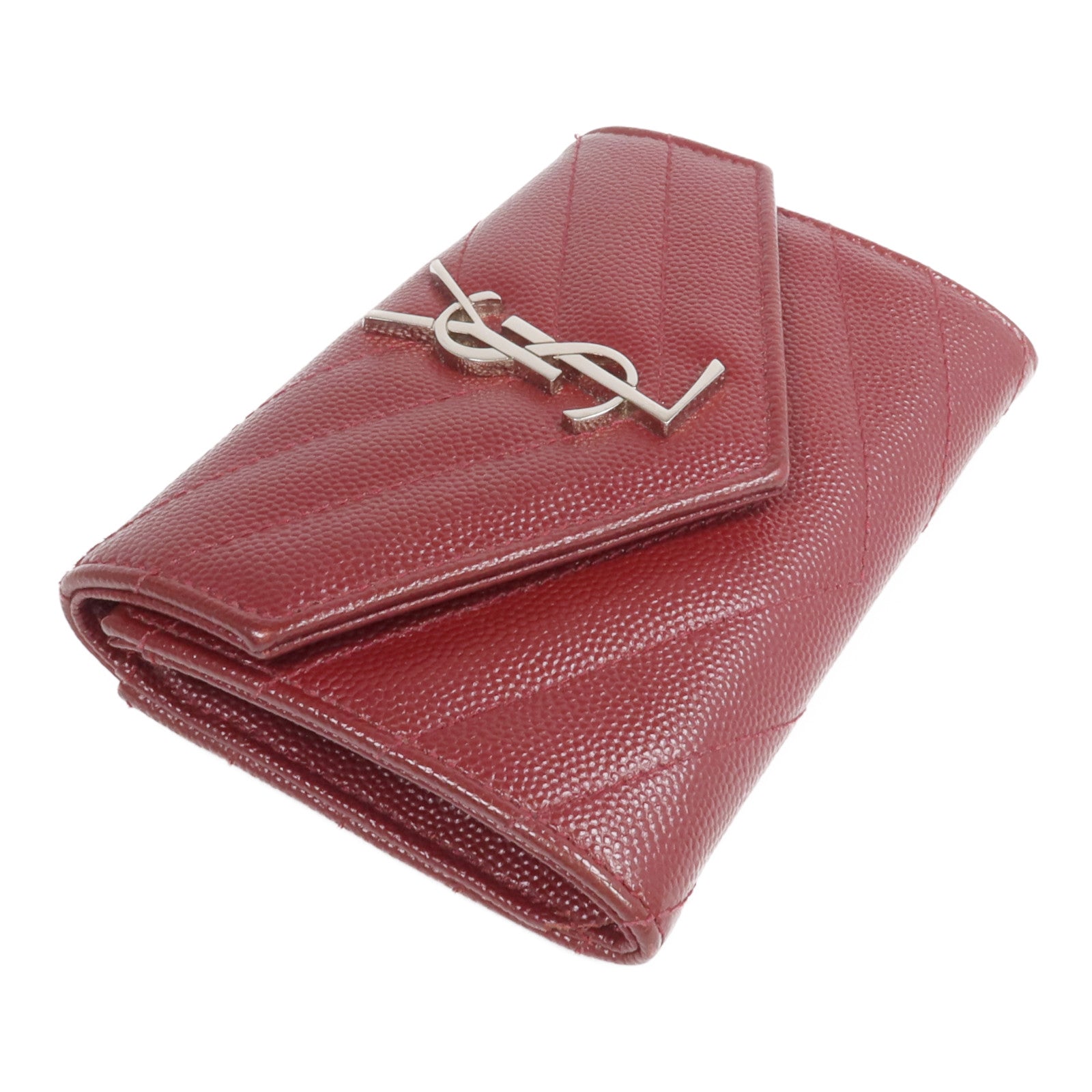 SAINT LAURENT 牛皮皮革Small Envelope Wallet銀扣錢包