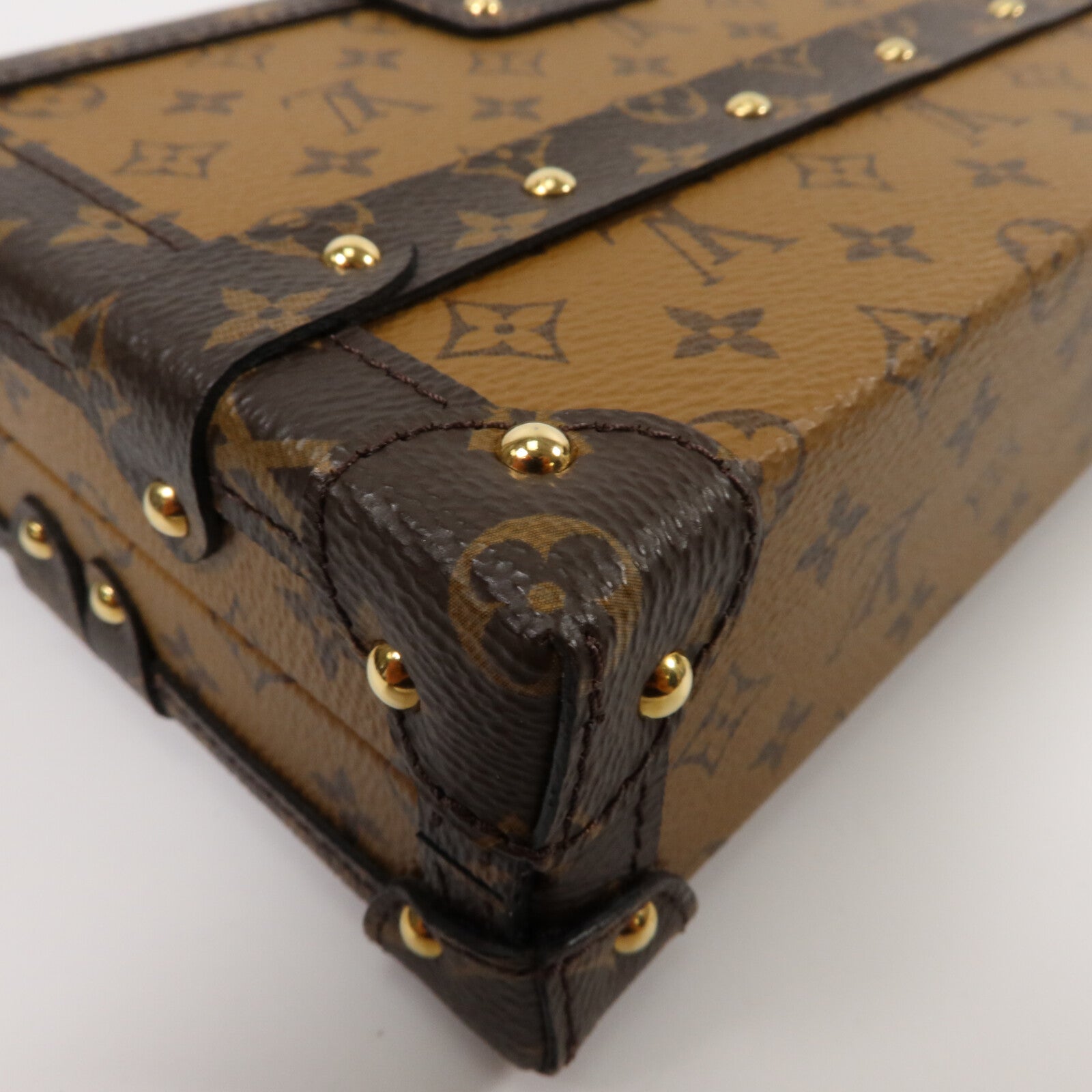 LOUIS VUITTON Monogram Reverse Petite Malle金扣肩背袋