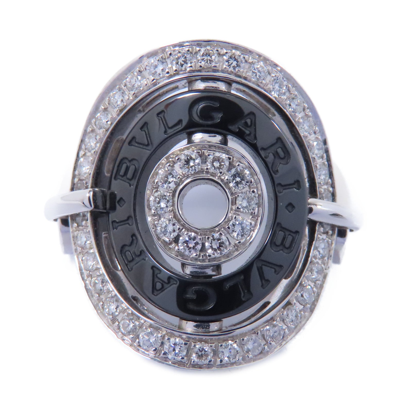 BVLGARI 18K白金Astrale Cerchi Ring鑽石/陶瓷戒指US#5.5