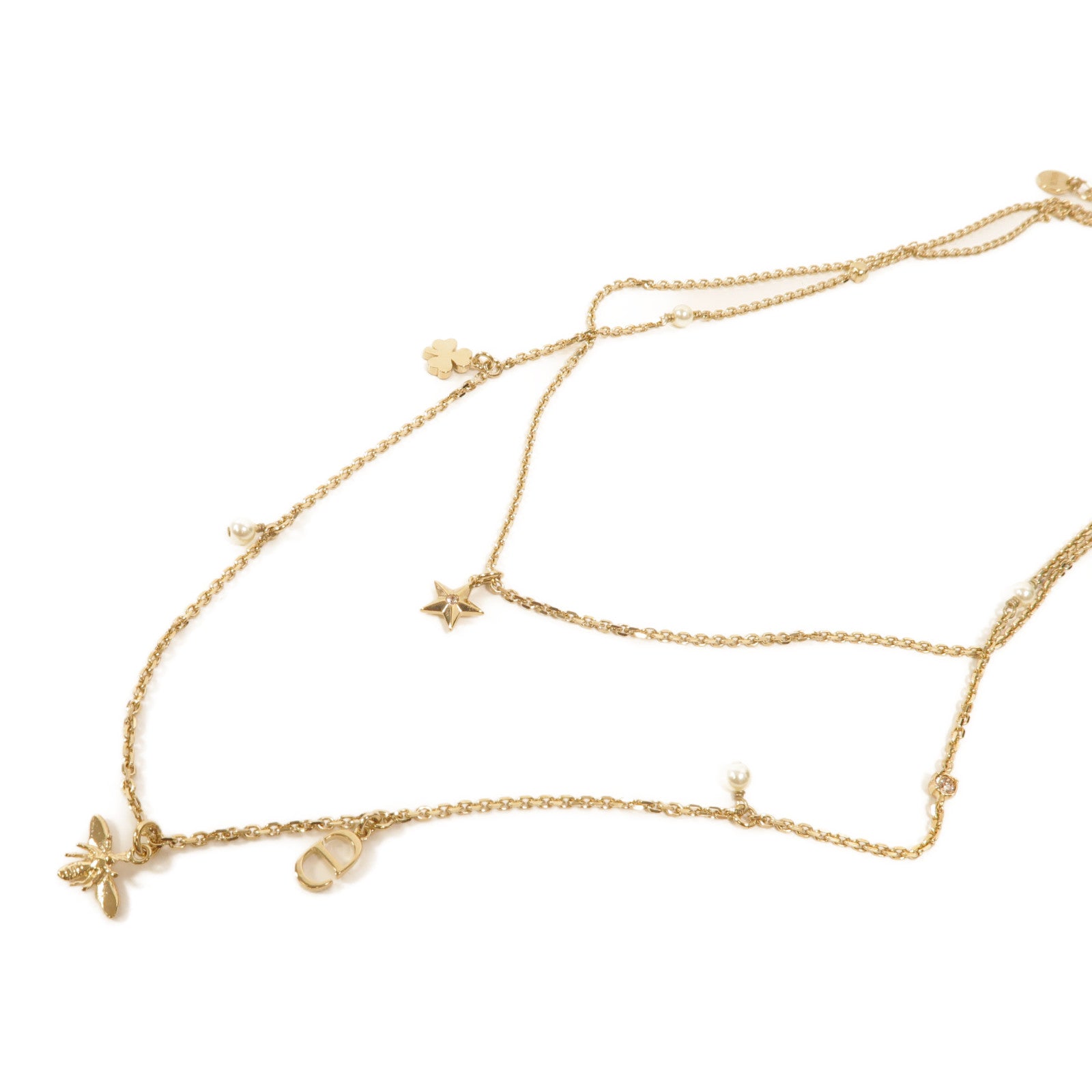 Dior 金屬Gold Bee and Star Double Necklace項鍊