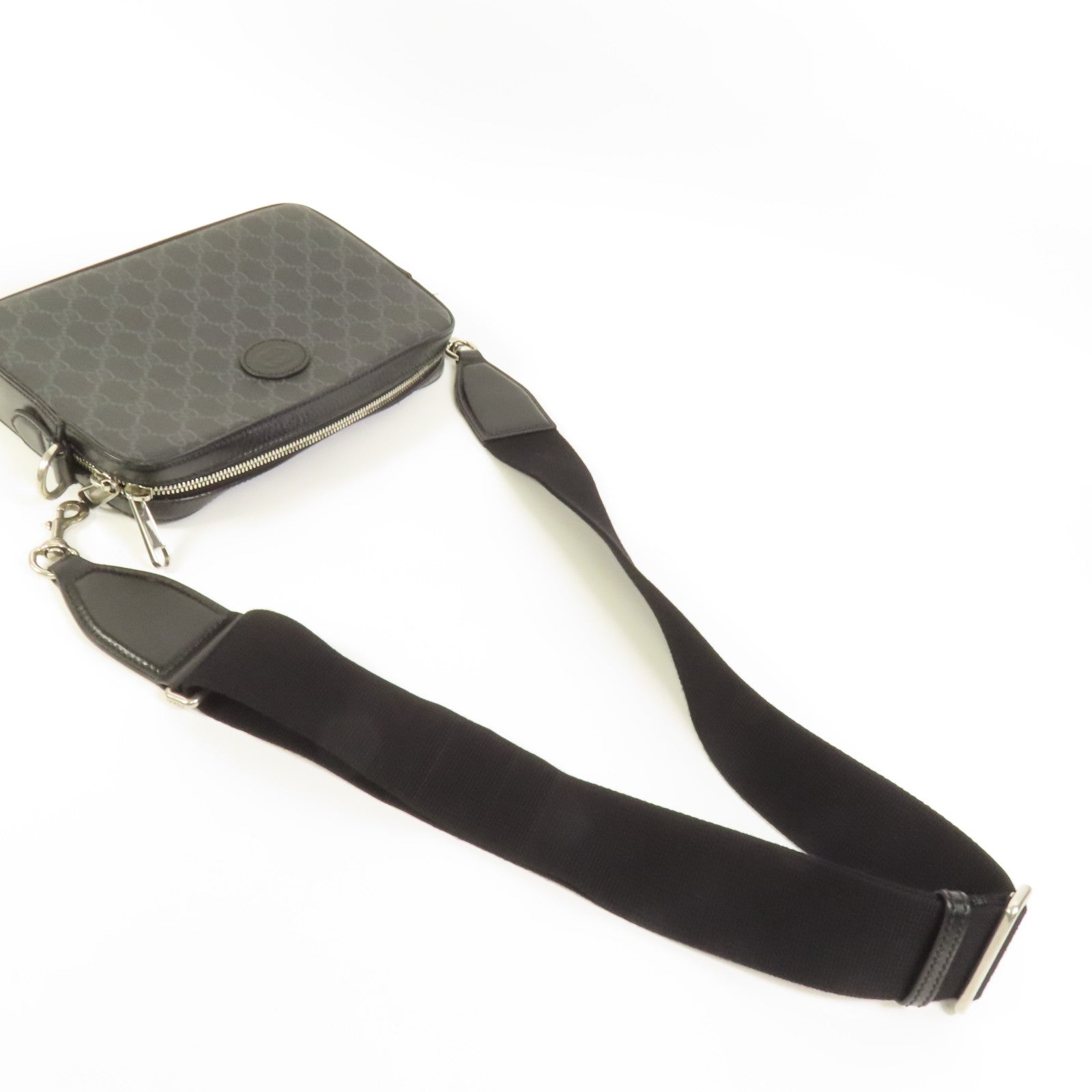 GUCCI 塗層帆布Shoulder Bag銀扣肩背袋