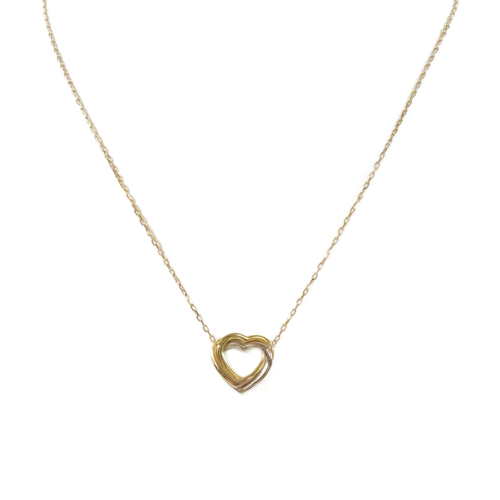 CARTIER 18K白金/18K黃金Trinity Heart Necklace項鍊#42cm