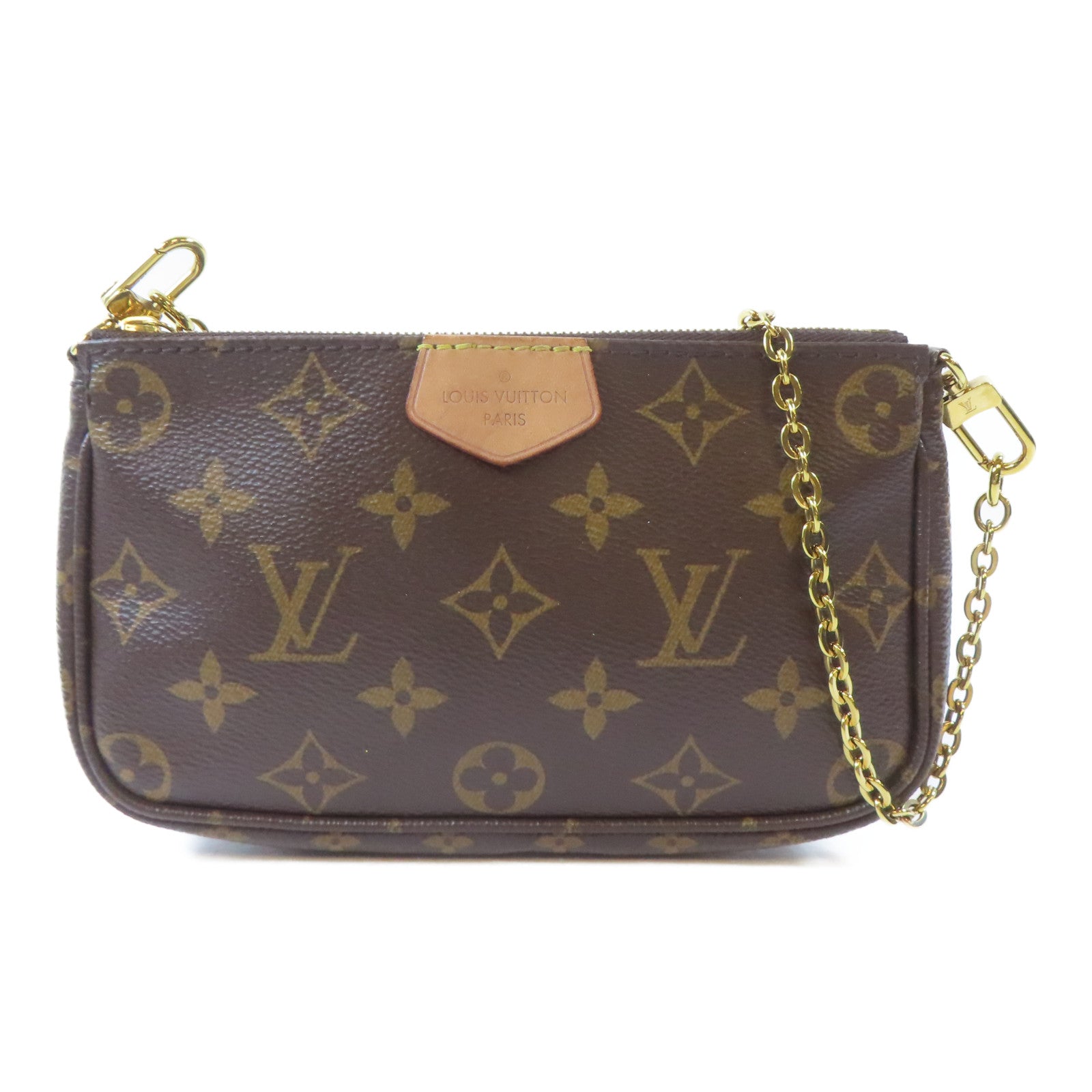 LOUIS VUITTON Monogram Multi Pochette Accessoires金扣手挽肩背兩用袋啡色