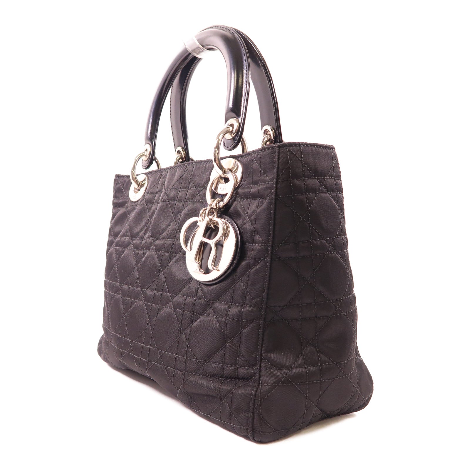 Dior 尼龍Vintage Lady Dior銀扣手挽袋