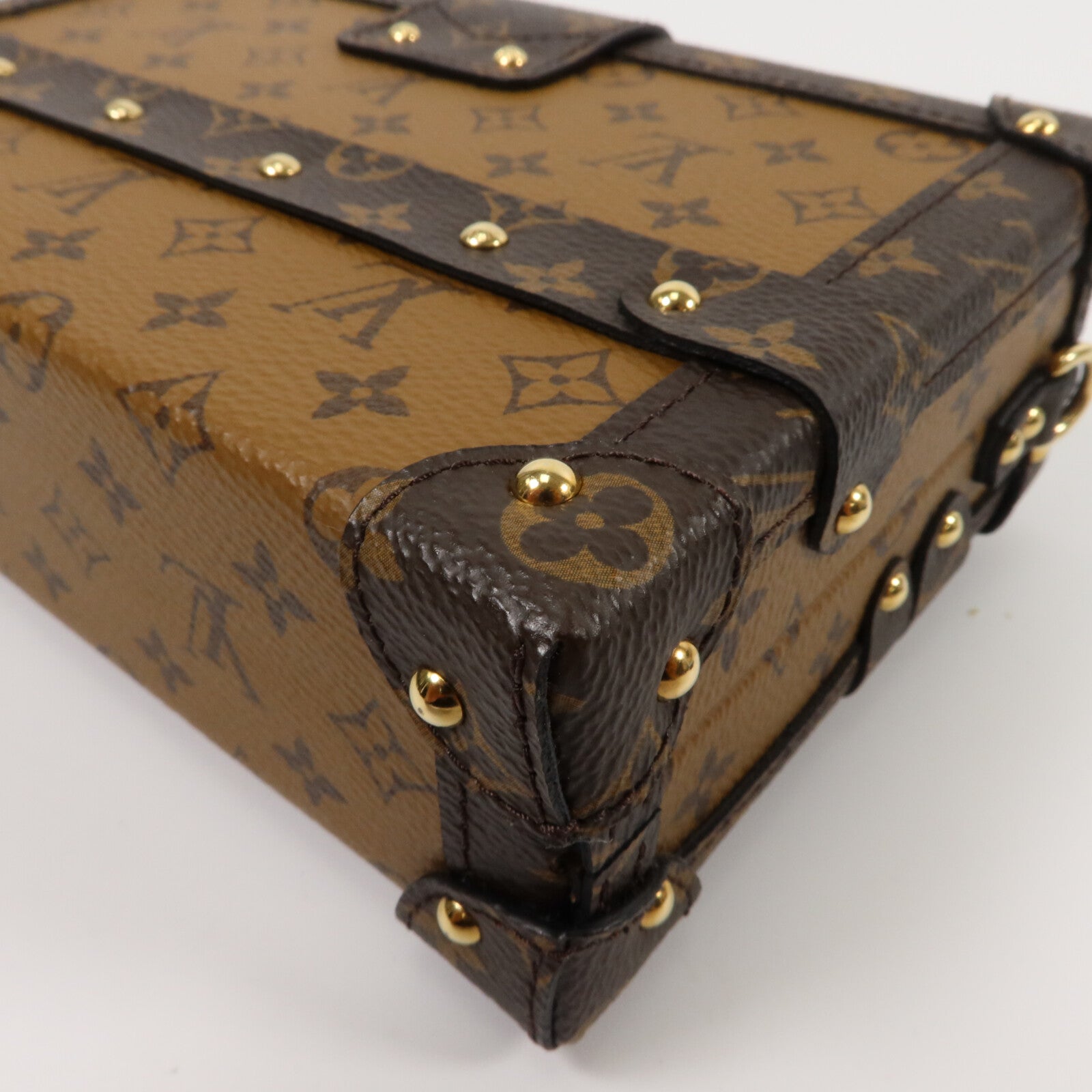 LOUIS VUITTON Monogram Reverse Petite Malle金扣肩背袋